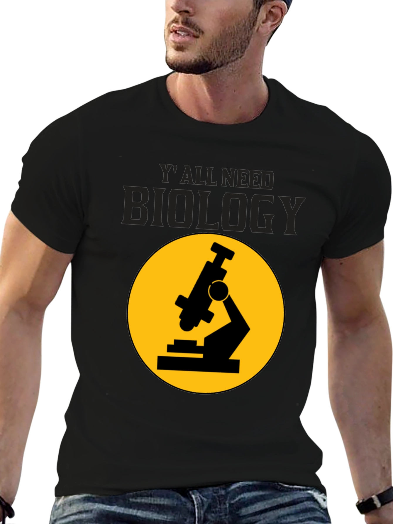 Black Biology T-Shirt: 'Y'all Need Biology' Microscope Tee view 6