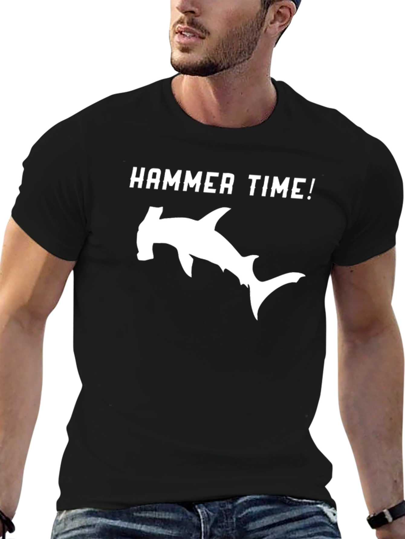 Black Hammer Time Shark Graphic Tee - Black view 6