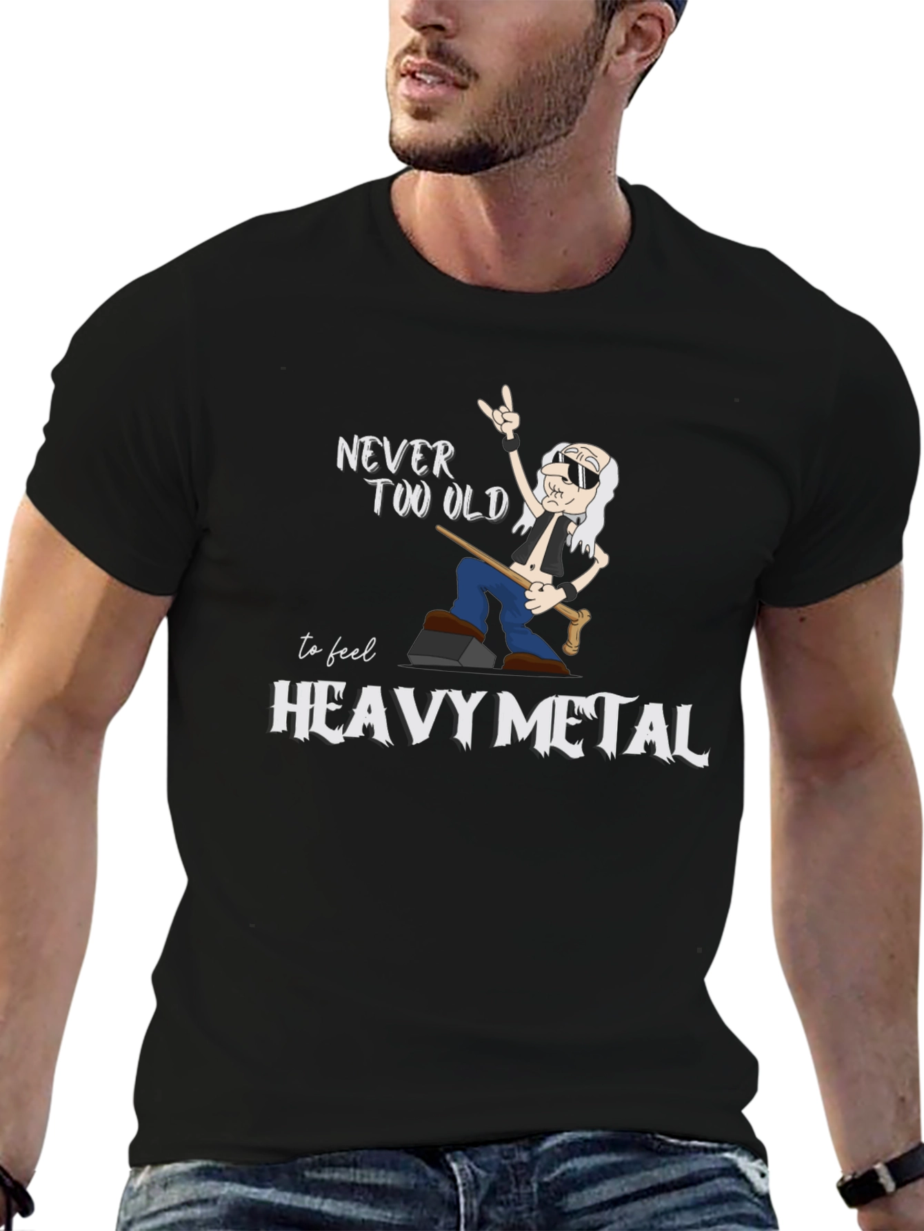Black Never Too Old Heavy Metal T-Shirt view 6