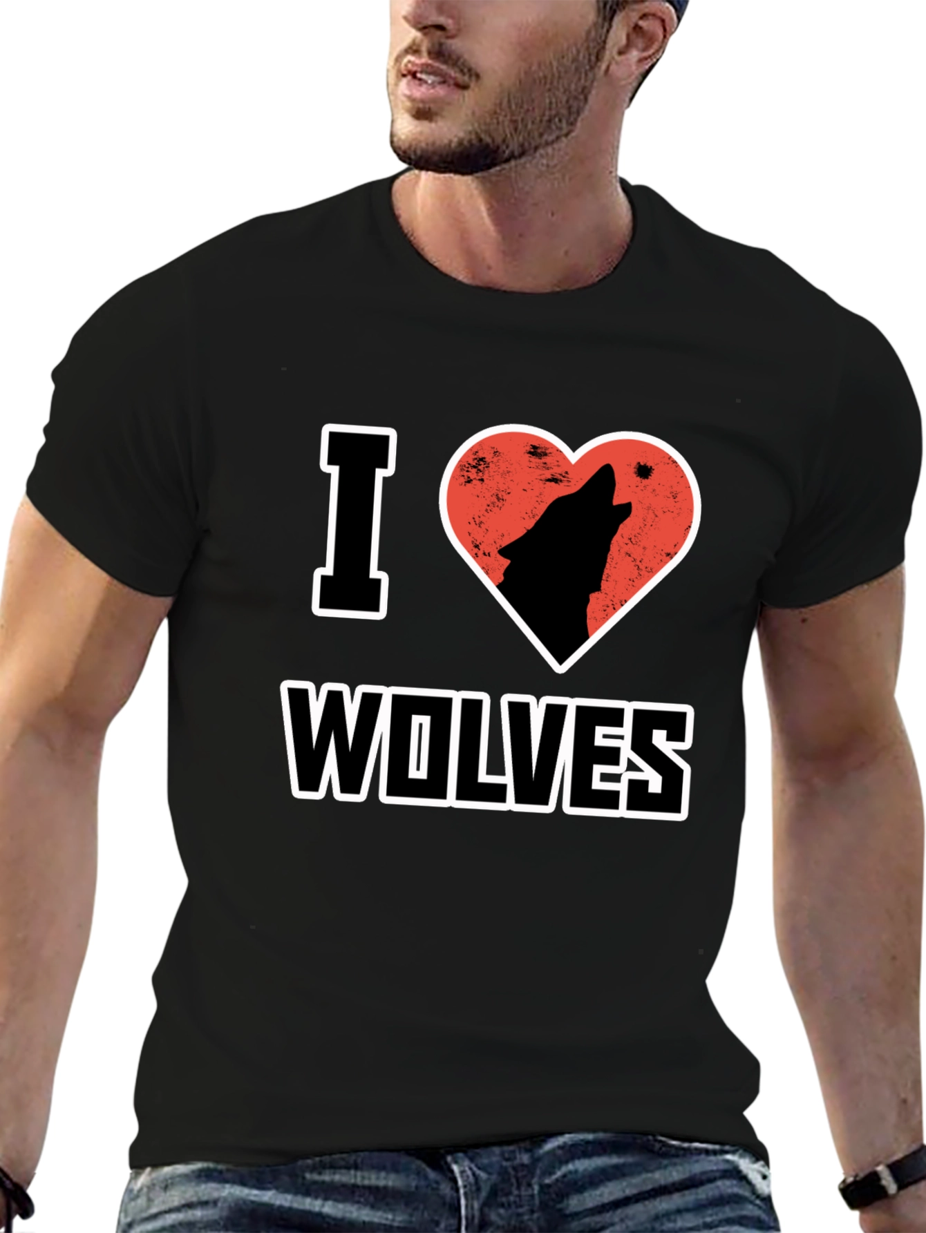 Black I Heart Wolves T-Shirt view 6