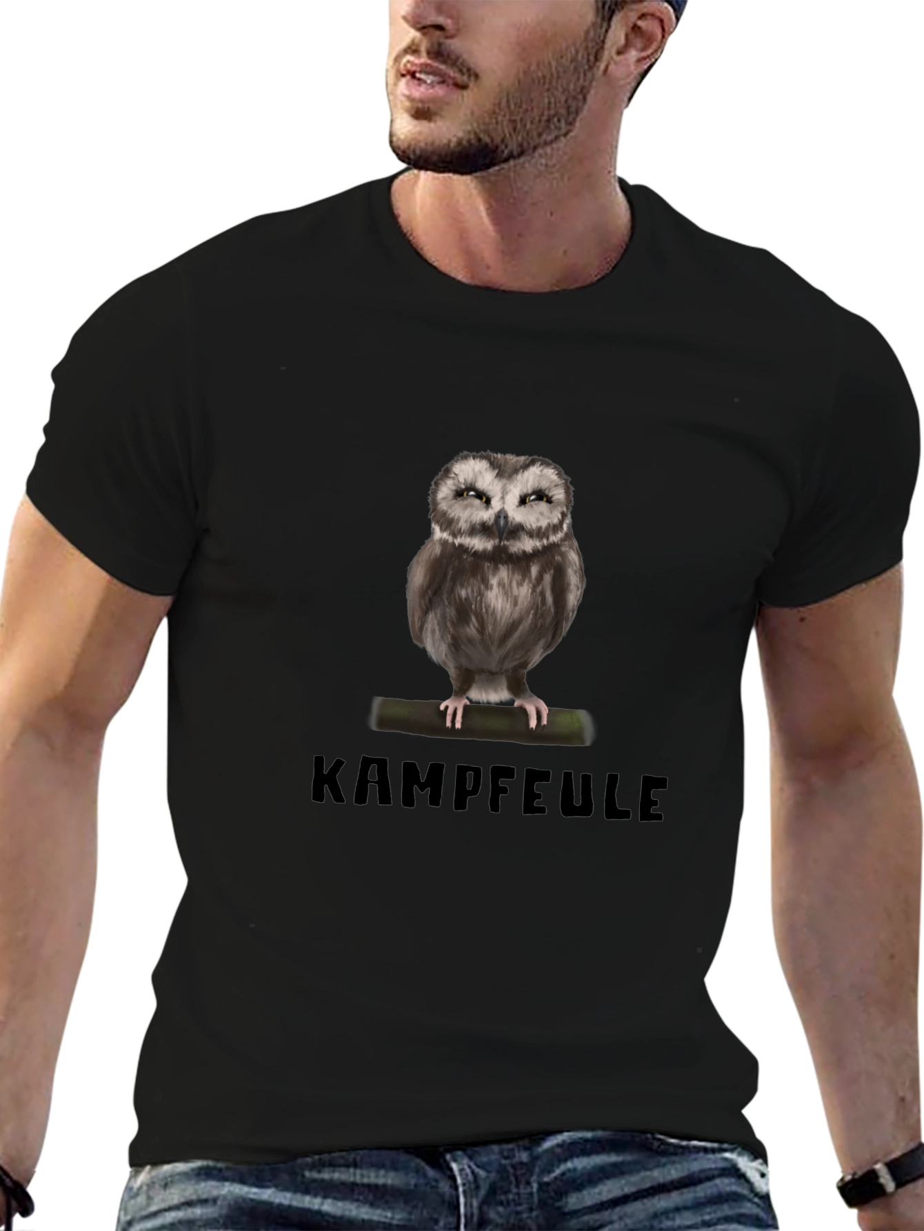 Black Kampfeule Owl Graphic T-Shirt - Black view 6