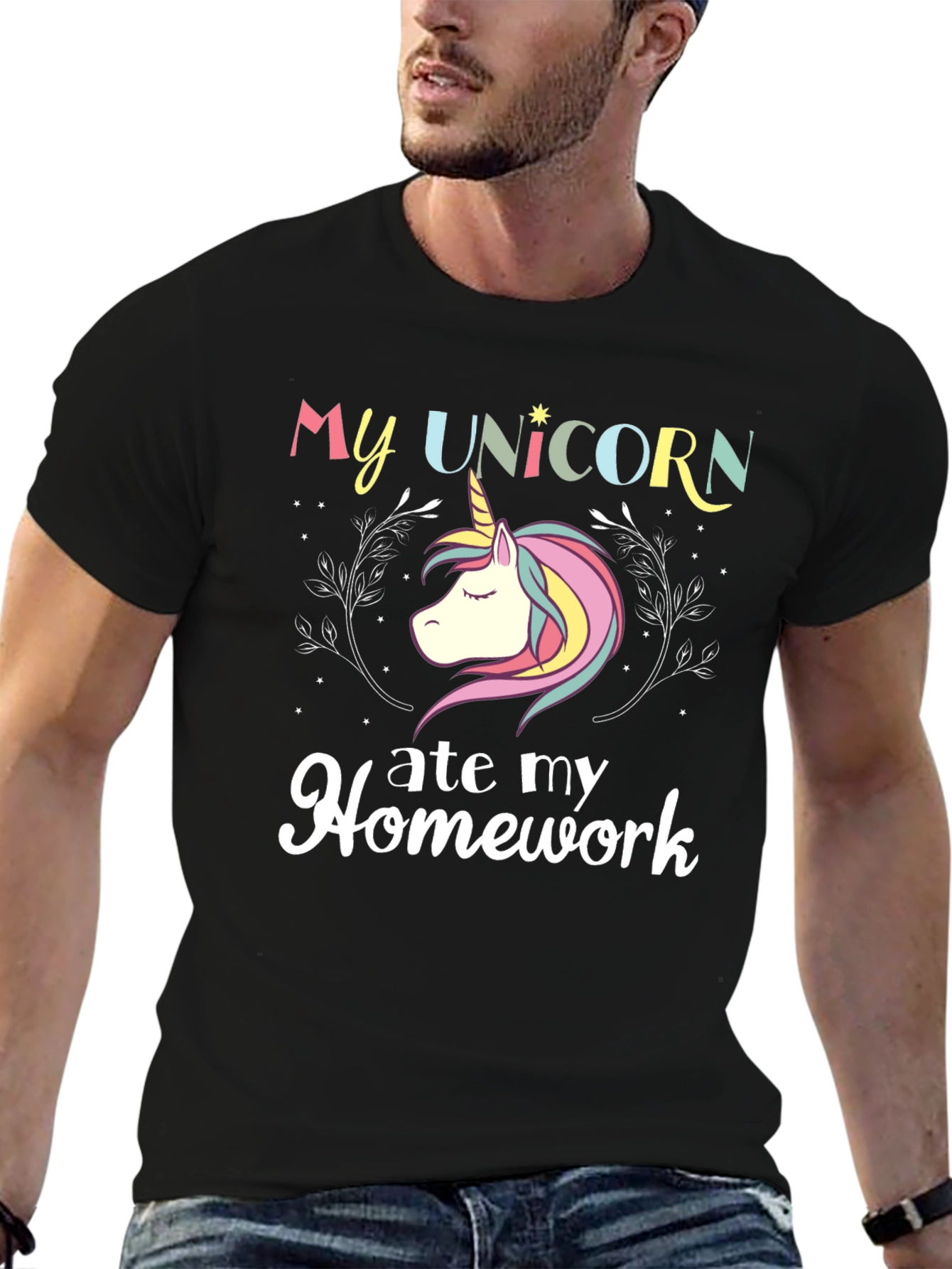 Black My Unicorn Ate My Homework T-Shirt view 6