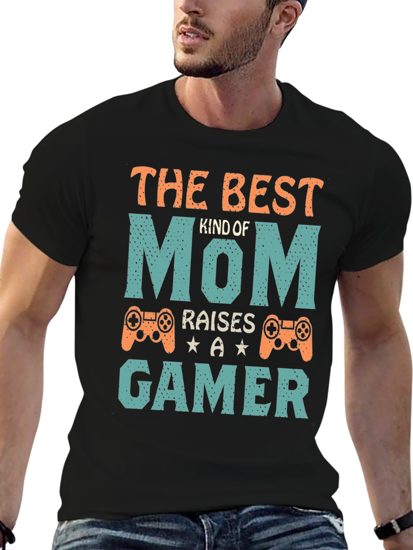 Black The Best Kind of Mom Raises a Gamer T-Shirt view 6