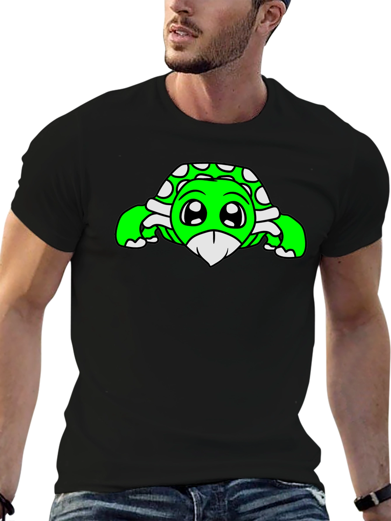 Black Cute Turtle Graphic Tee - Black view 6