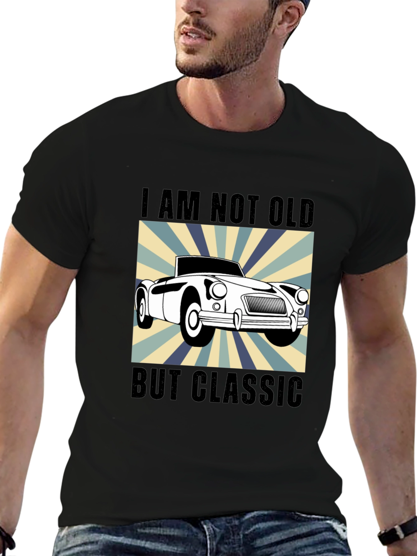 Black Classic Car T-Shirt - I Am Not Old But Classic view 6