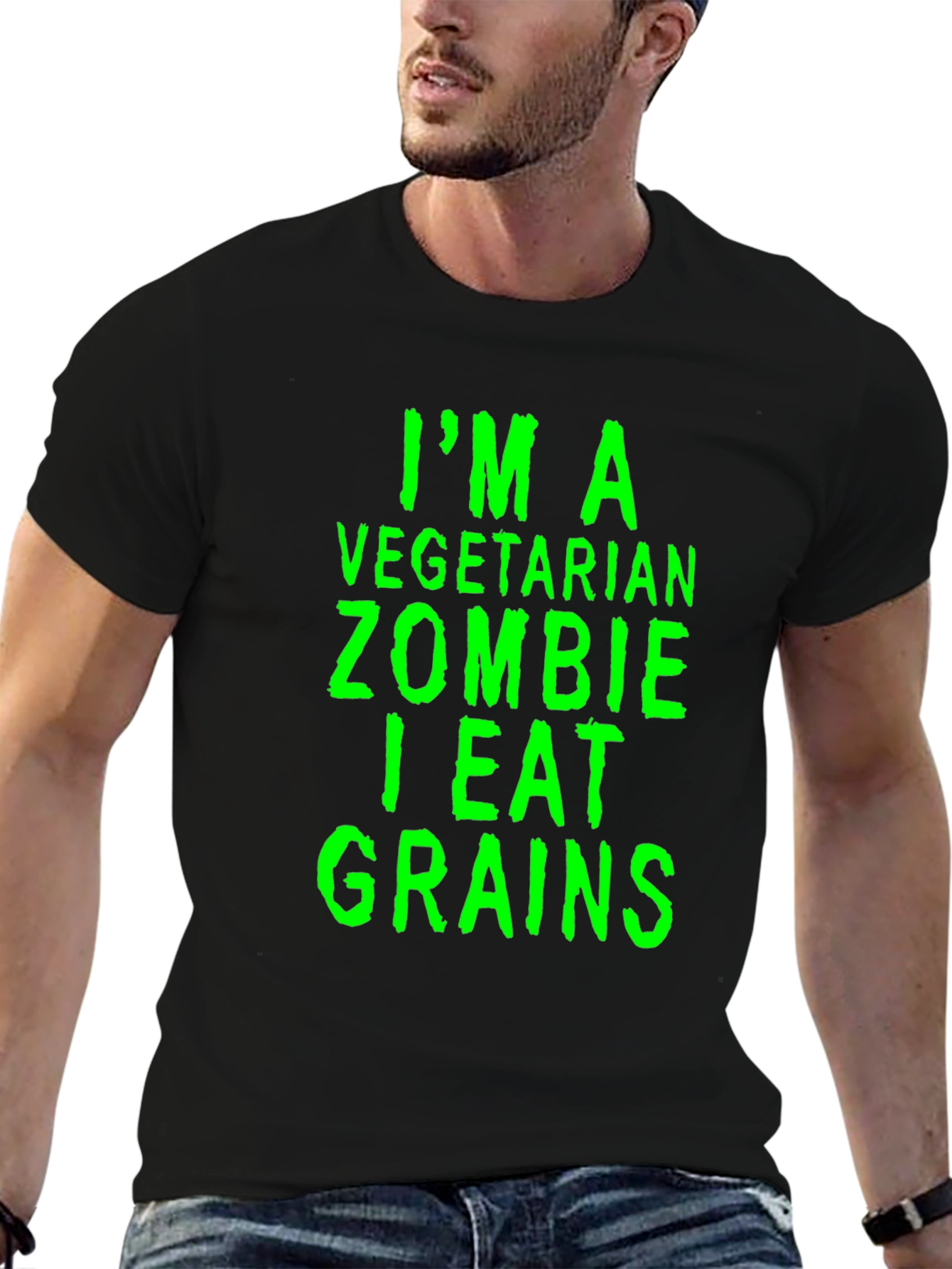 Black Vegetarian Zombie Grain Eater Graphic Tee view 6