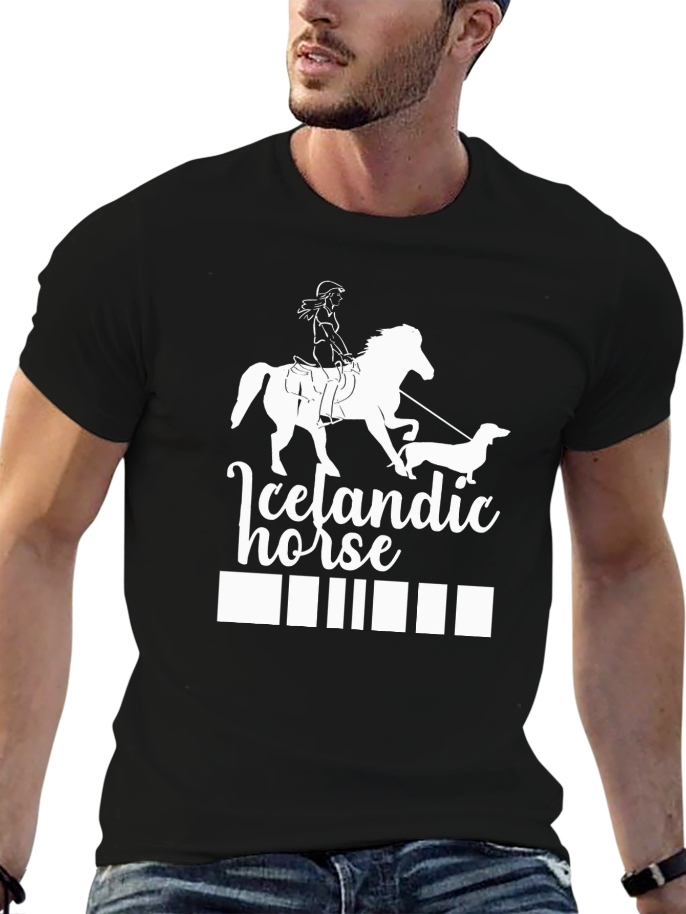 Black Icelandic Horse T-Shirt - Equestrian Style view 6