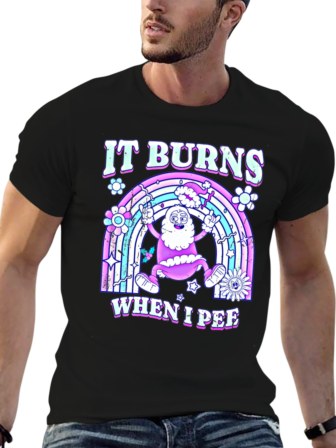 Black It Burns When I Pee T-Shirt view 6