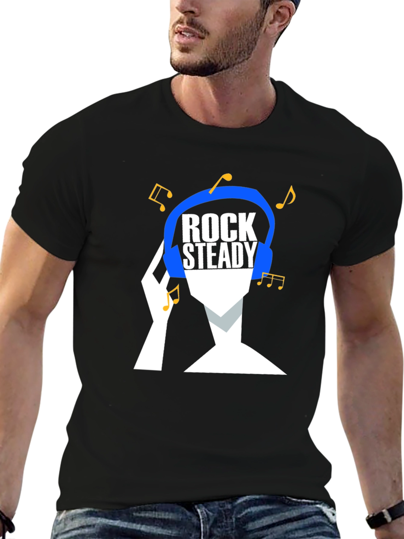 Black Rock Steady Music T-Shirt - Cool Graphic Tee view 6