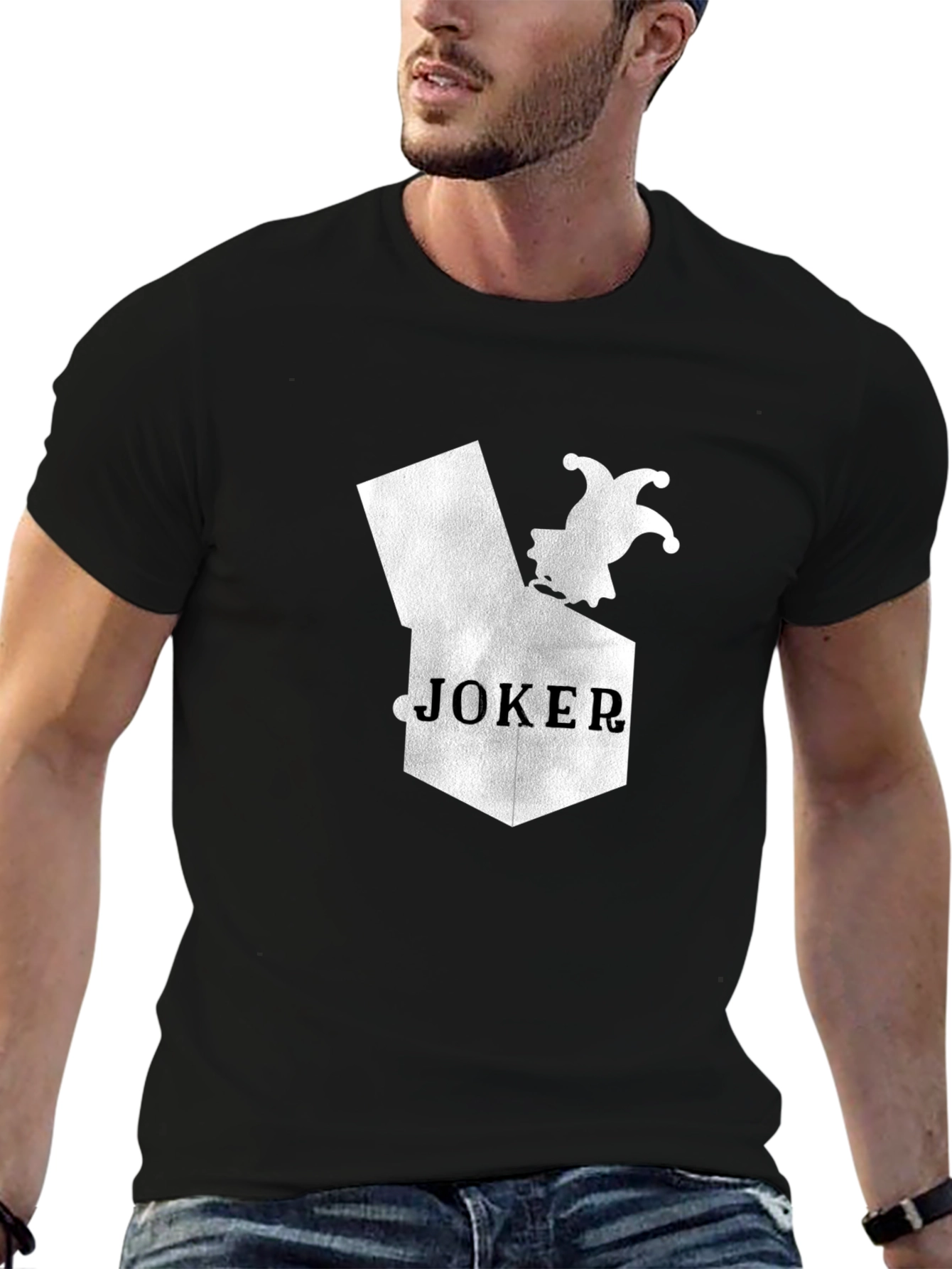 Black Joker in a Box Graphic Tee - Black Cotton T-Shirt view 6