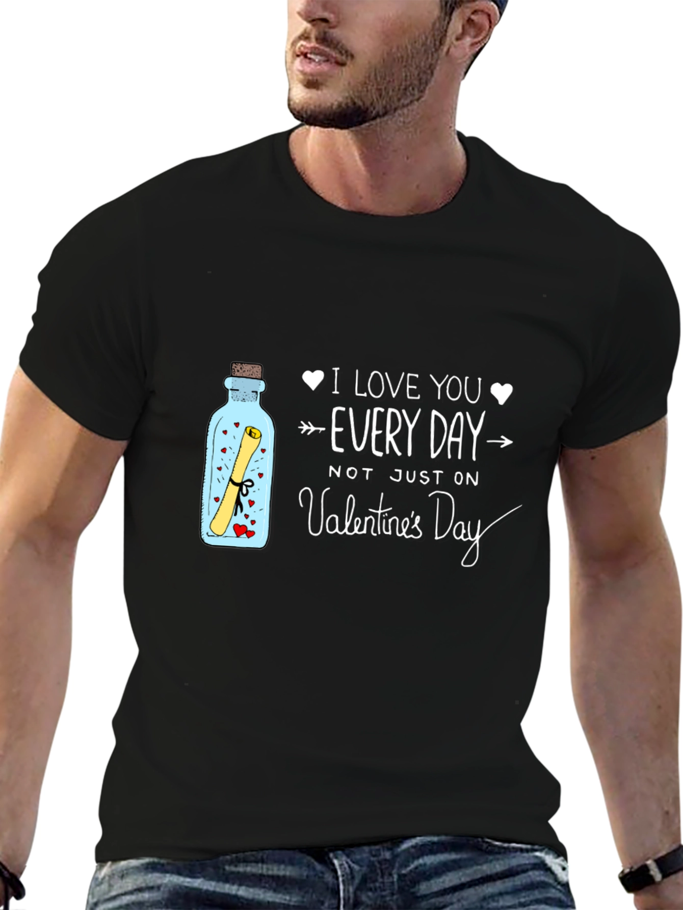 Black I Love You Every Day Valentine's Day T-Shirt view 6
