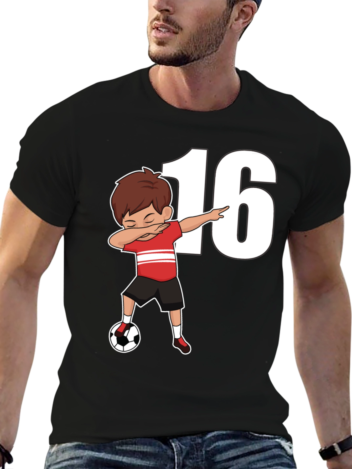 Black Soccer Boy 16th Birthday T-Shirt view 6