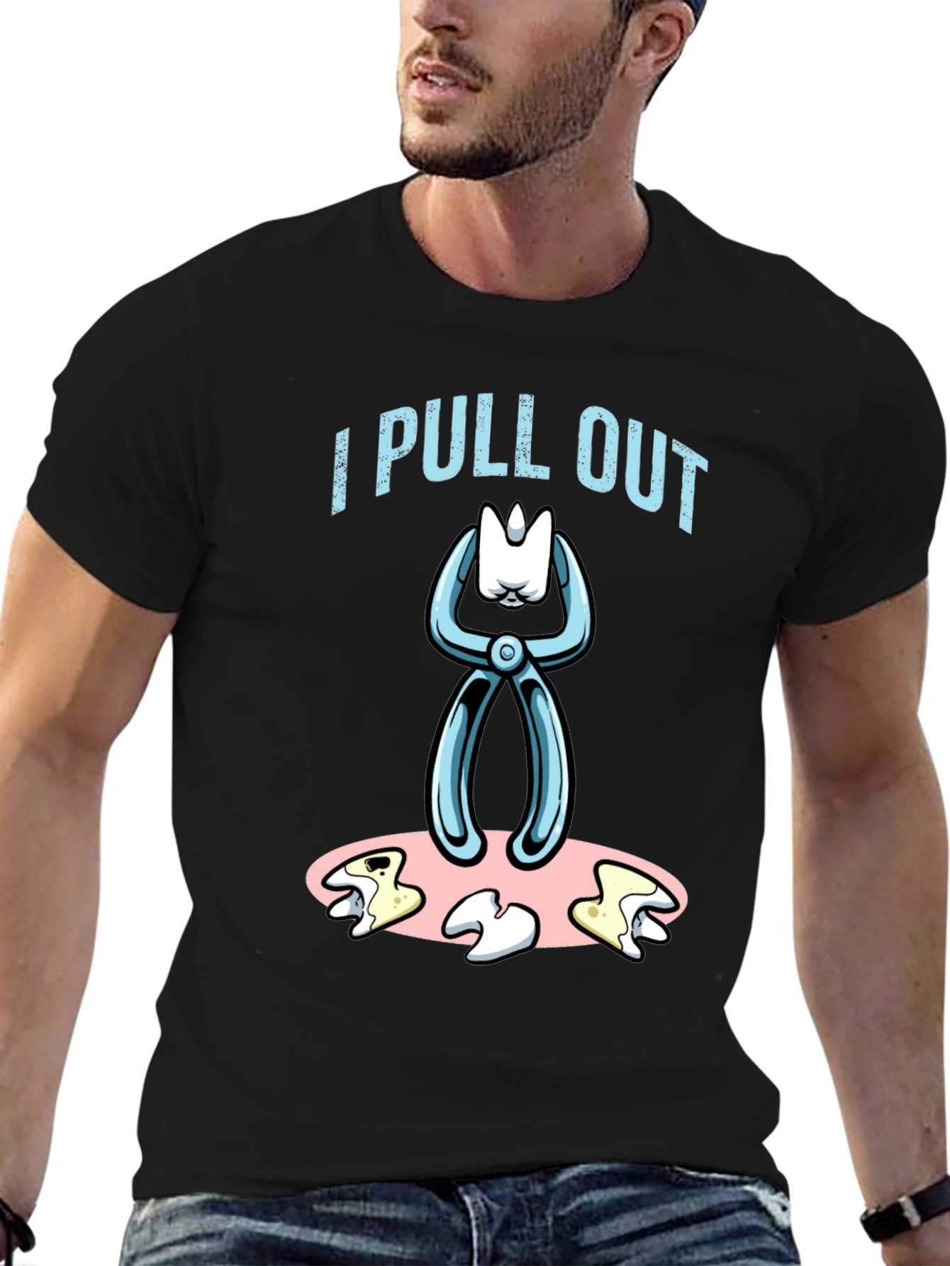 Black I Pull Out Dentist Humor Graphic Tee view 6