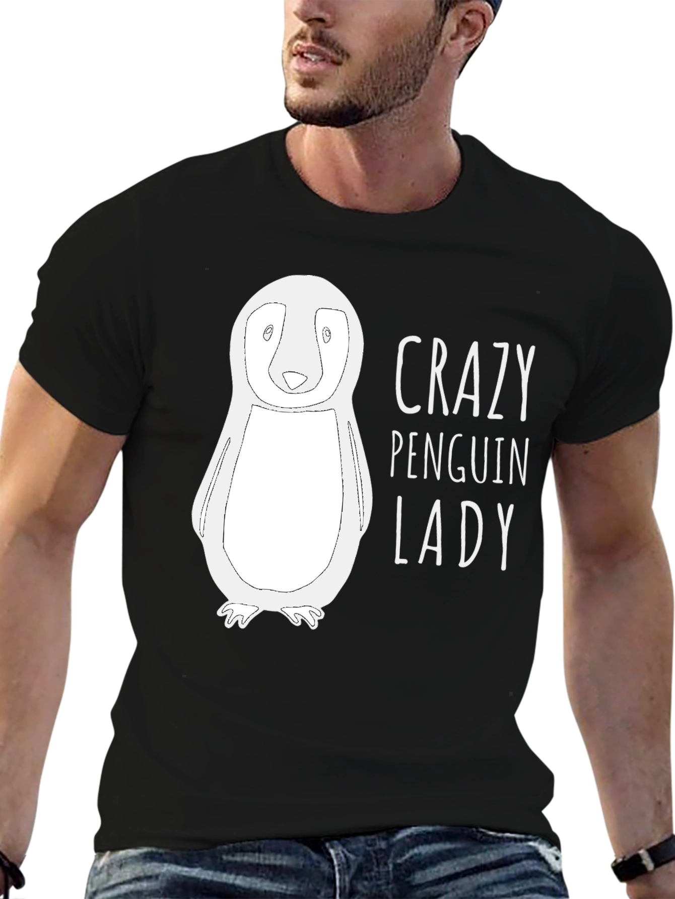 Black Crazy Penguin Lady T-Shirt - Funny Animal Lover Tee view 6