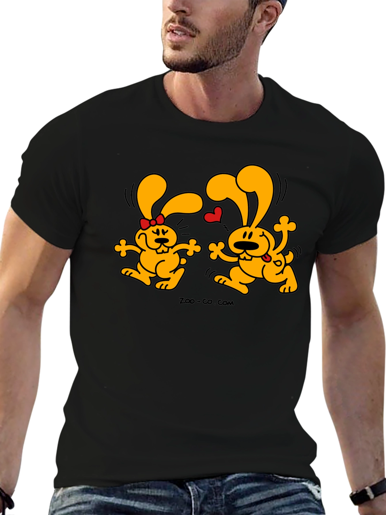 Black Cute Cartoon Couple T-Shirt view 6