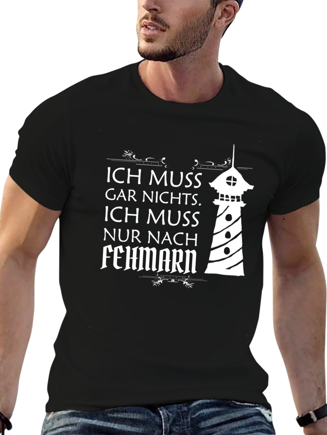 Black Ich Muss Nur Nach Fehmarn T-Shirt view 6