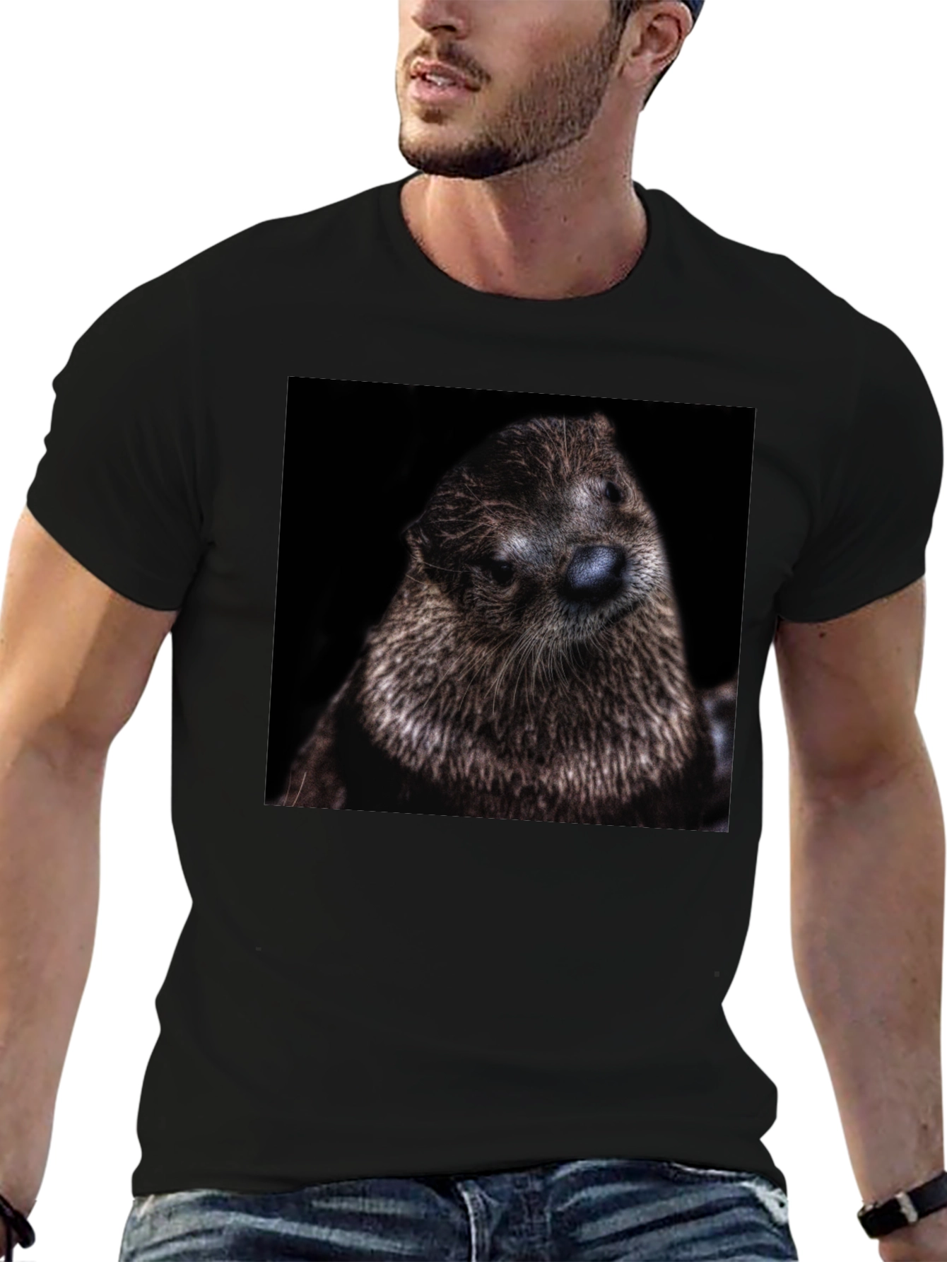Black Otter Portrait Graphic T-Shirt view 6