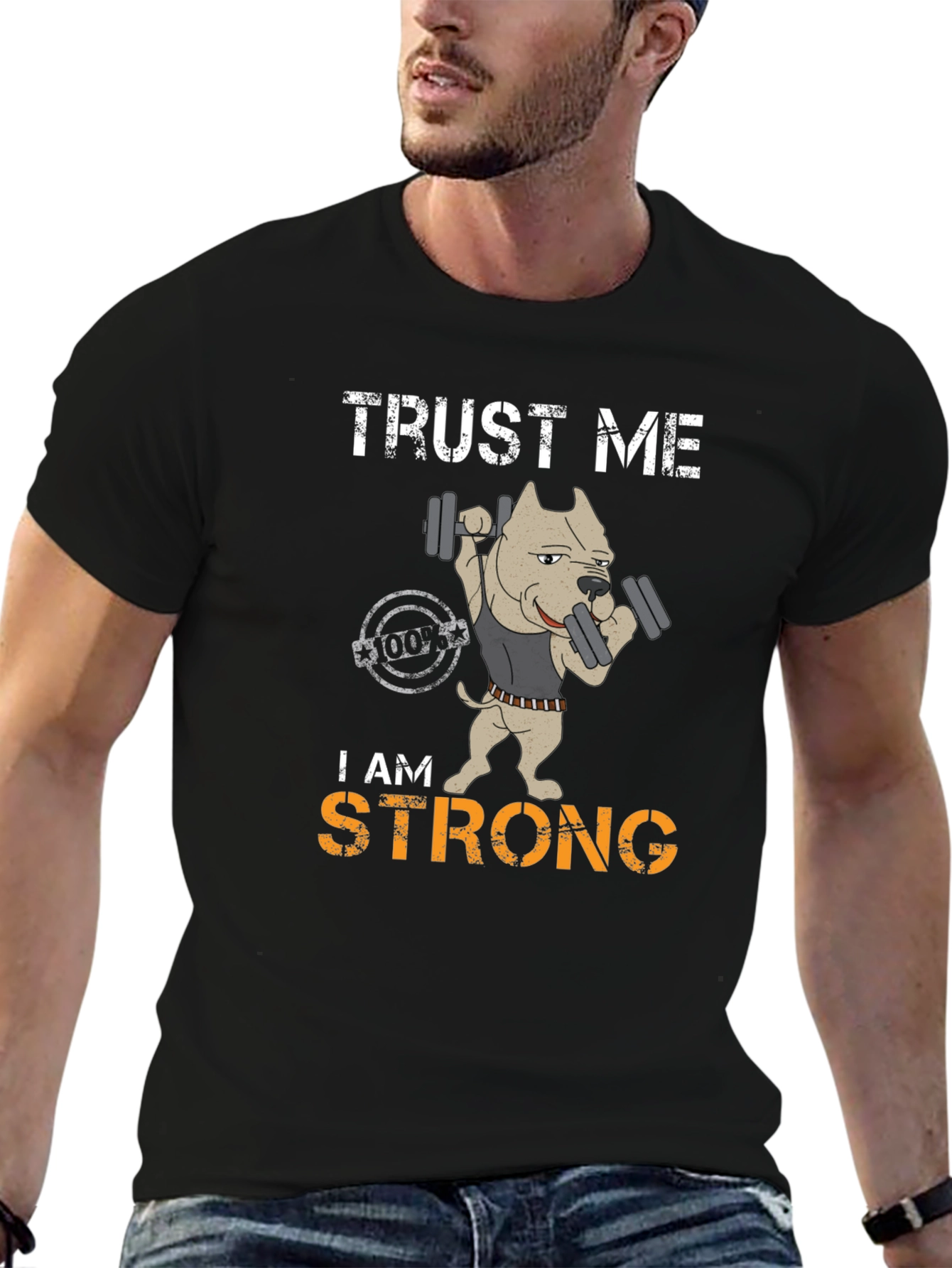 Black Trust Me I am Strong Graphic T-Shirt view 6