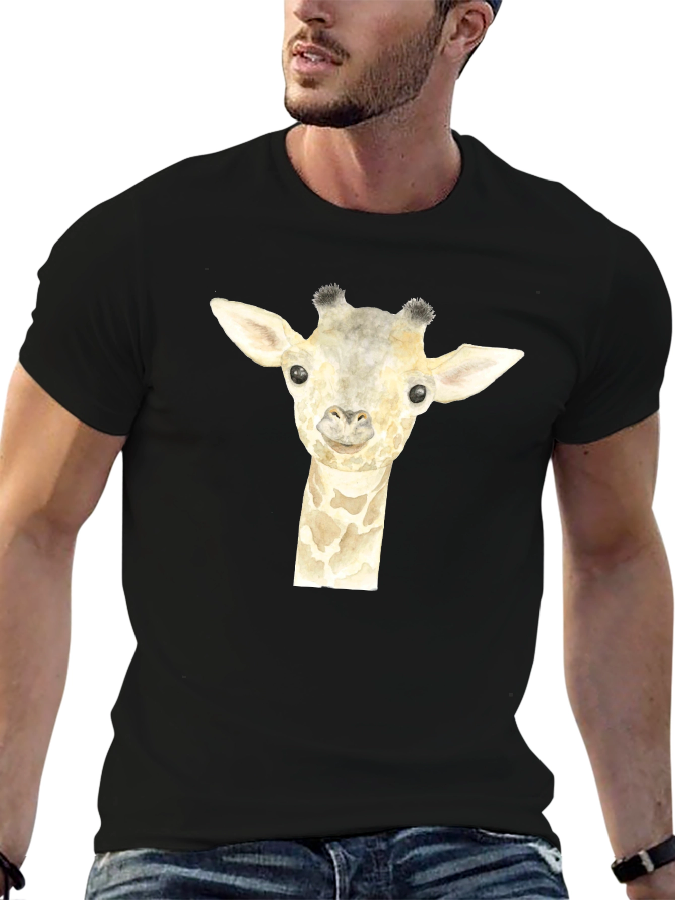Black Giraffe Graphic Tee - Men's Black T-Shirt view 6