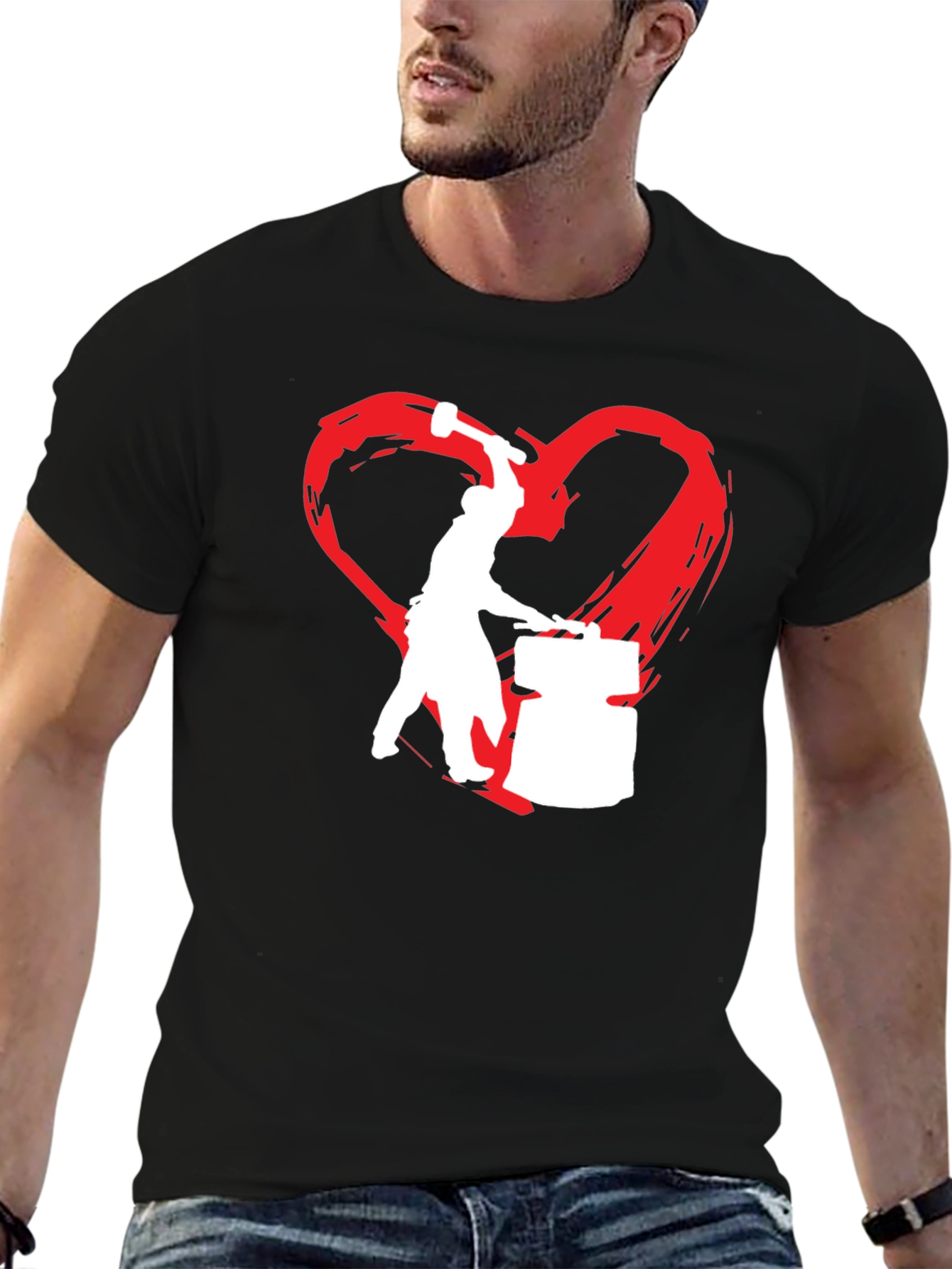 Black Blacksmith Love T-Shirt - Forging Hearts view 6