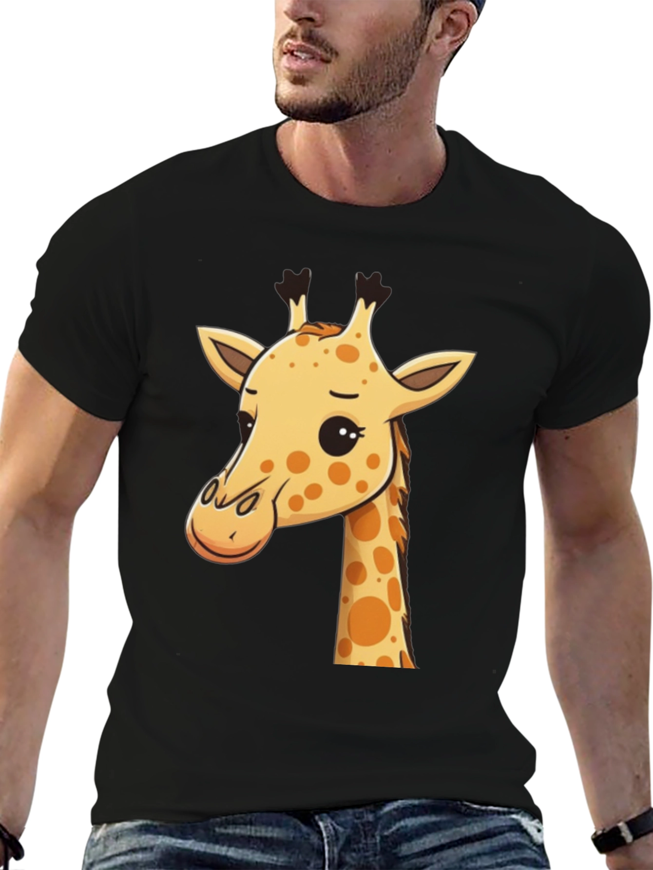 Black Giraffe Graphic Tee - Men's Black Crew Neck view 6