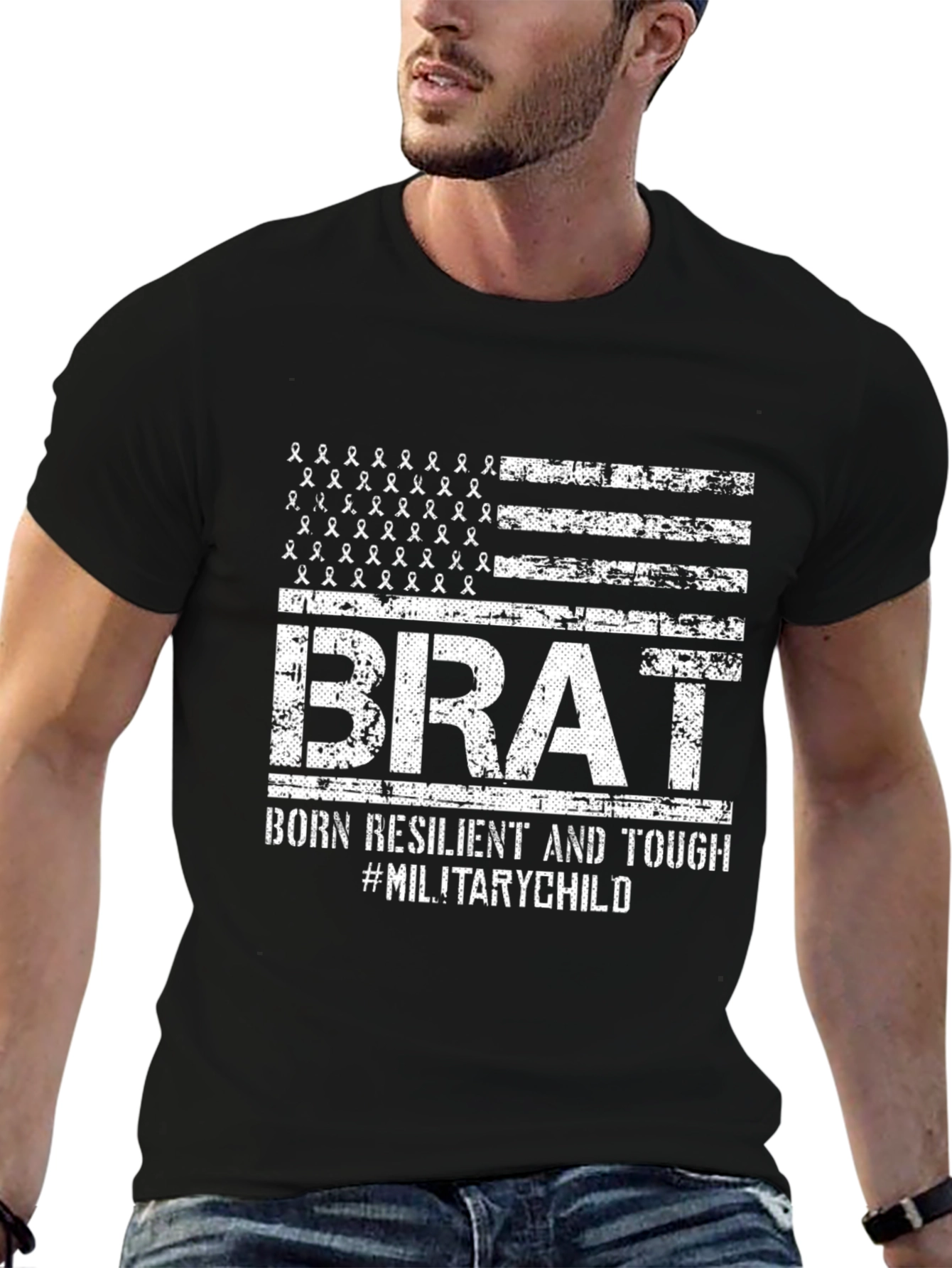 Black Military Brat T-Shirt - Born Resilient & Tough view 6