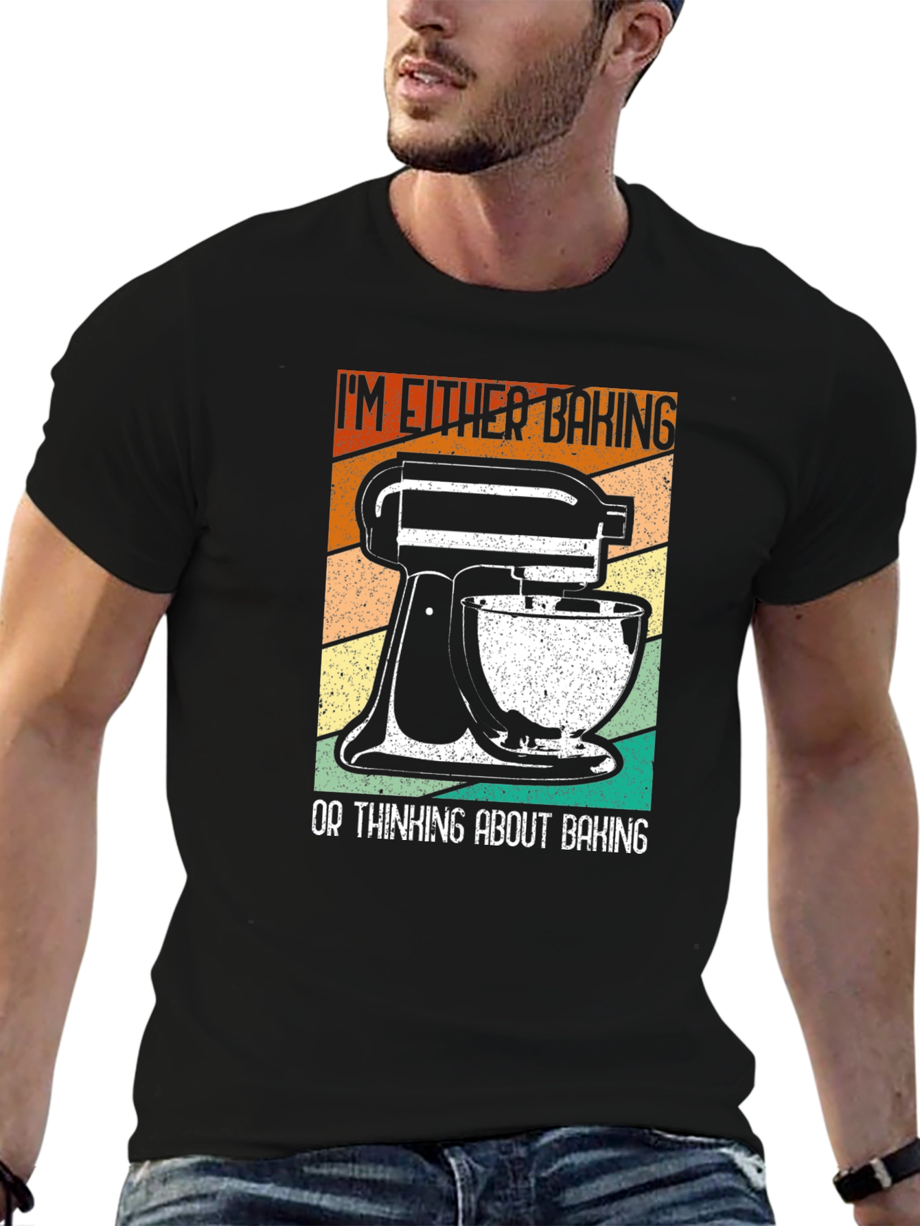 Black Baking Enthusiast T-Shirt: "I'm Either Baking..." view 6