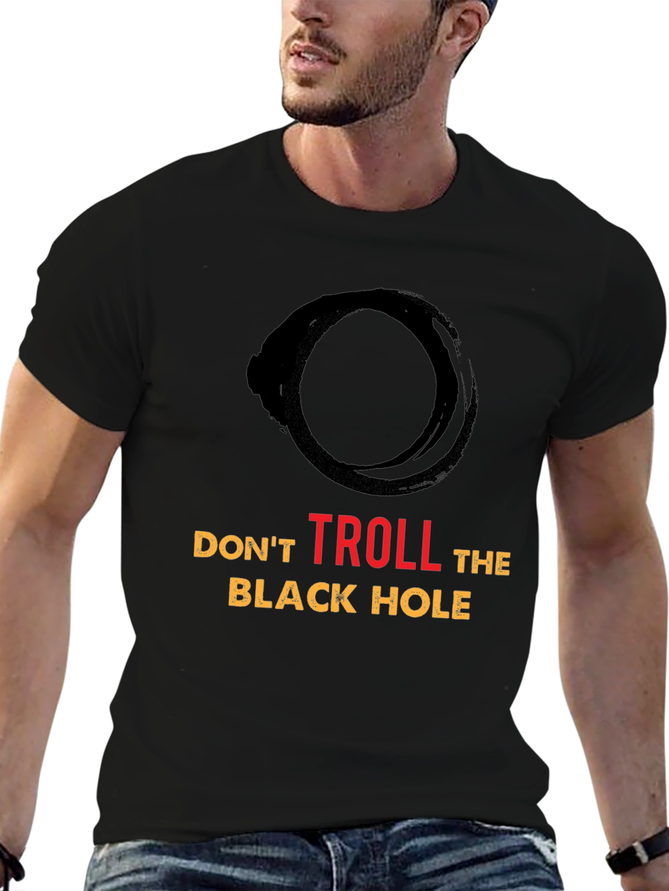 Black Don't Troll the Black Hole Graphic Tee view 6