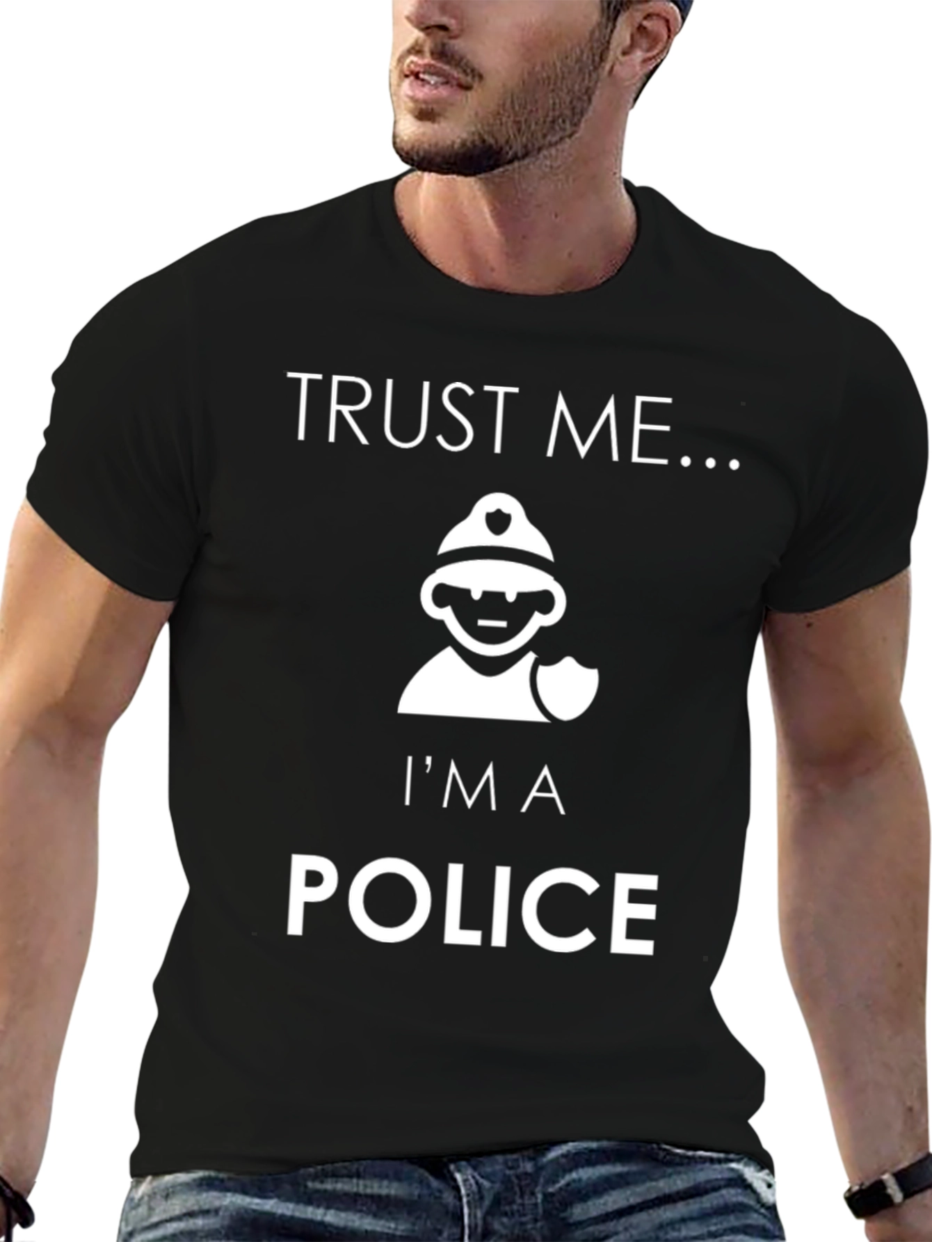 Black Trust Me I'm A Police T-Shirt Funny Cop Tee view 6