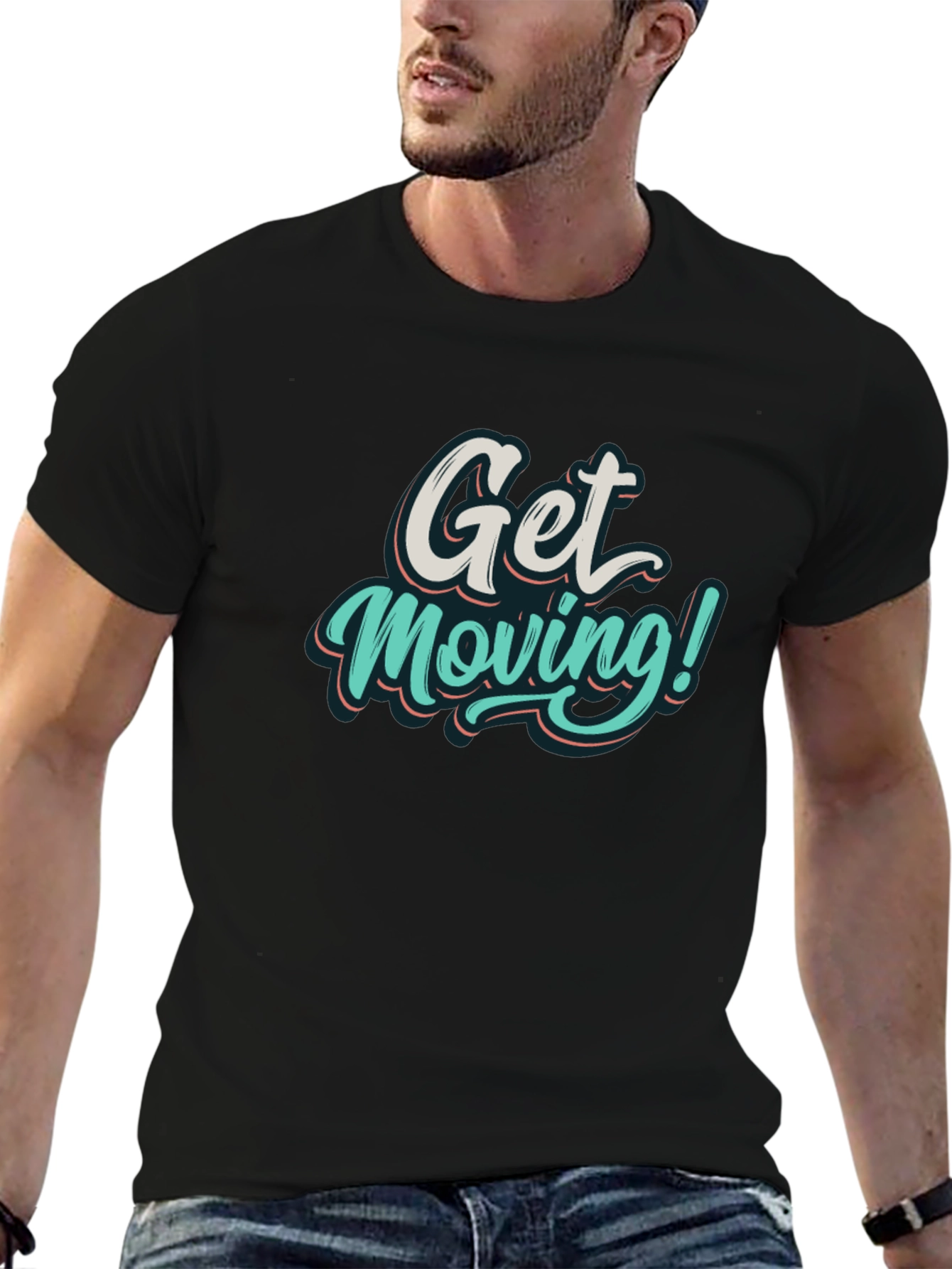 Black Get Moving Graphic T-Shirt view 6