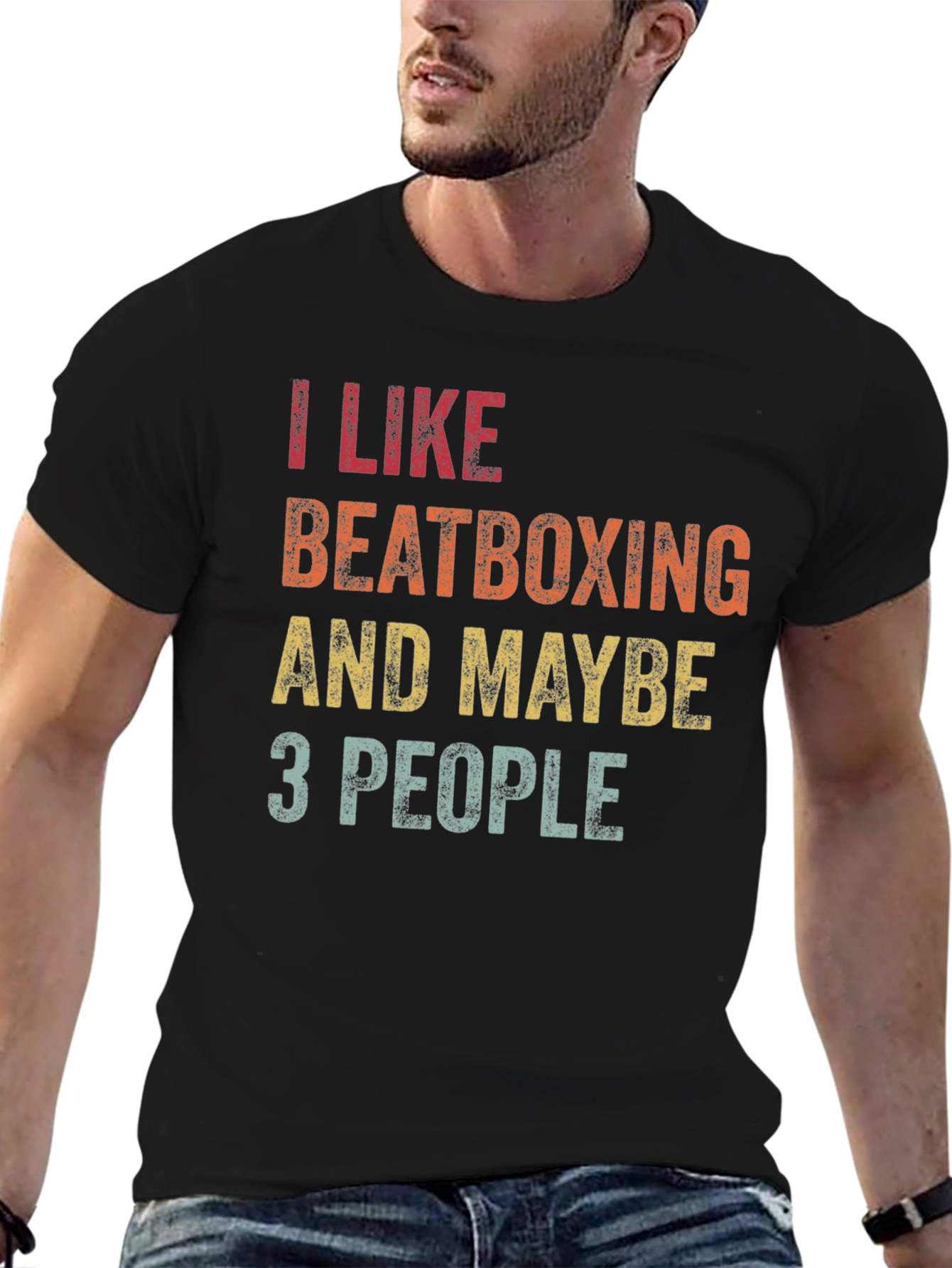 Black I Like Beatboxing Funny Graphic T-Shirt view 6