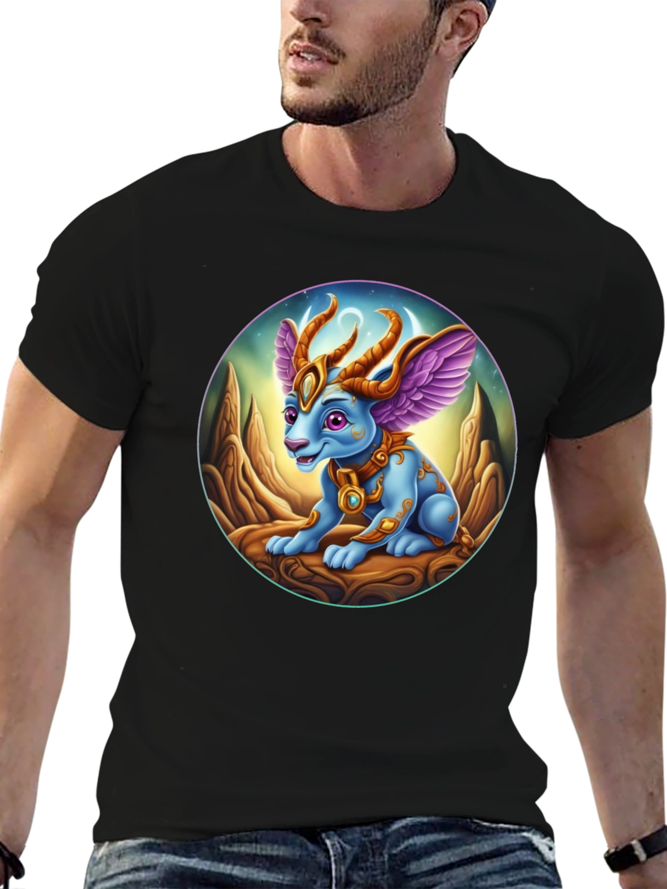 Black Fantasy Dragon T-Shirt - Unique Graphic Tee view 6