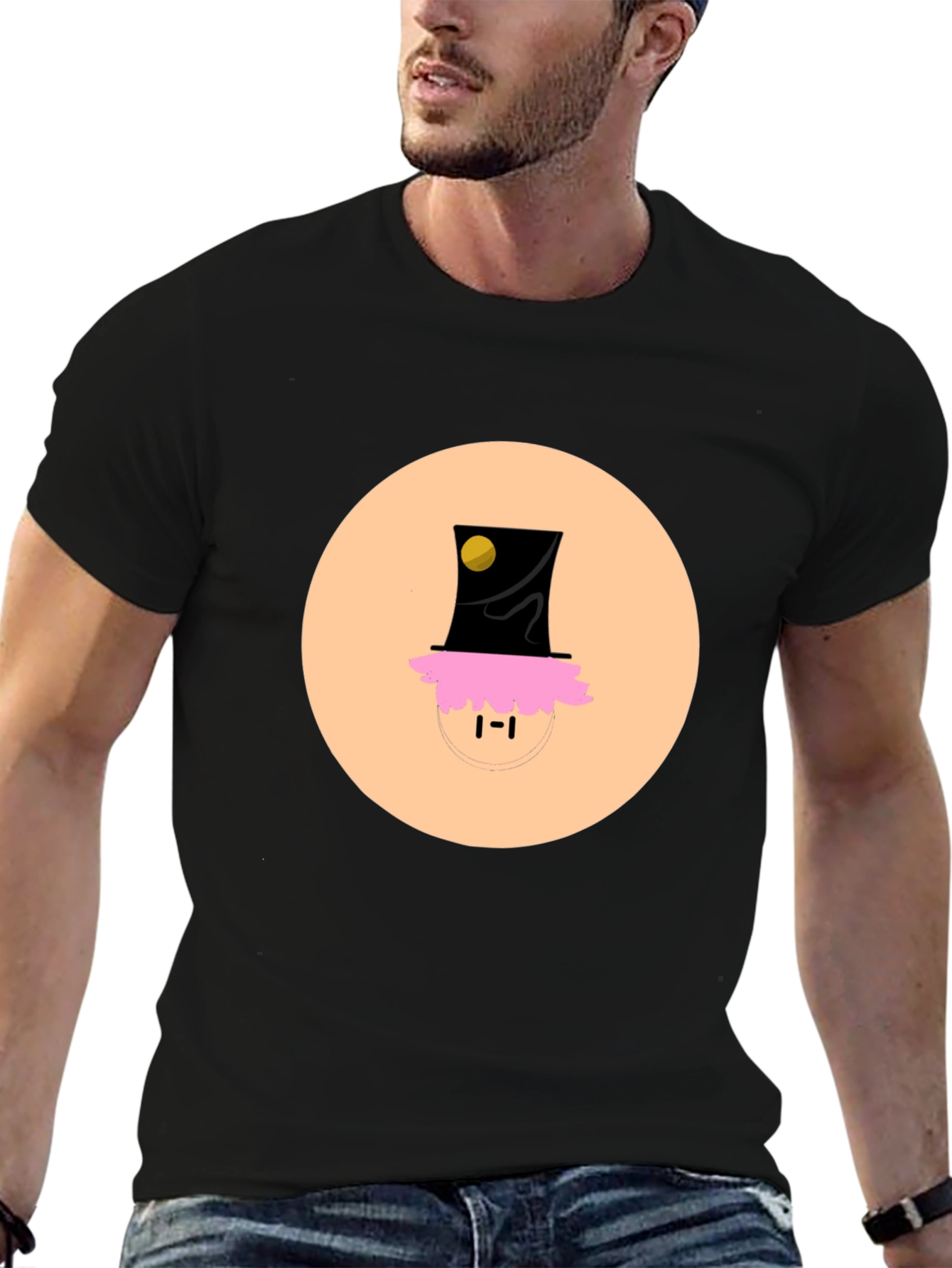 Black Funky Top Hat Tee - Unique Graphic Print T-Shirt view 6