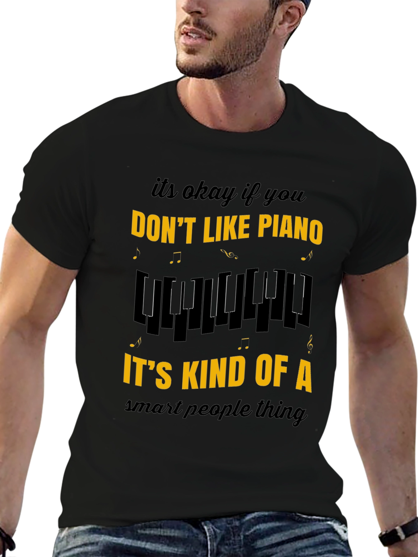 Black Funny Piano Lover Tee - Smart People Music Shirt view 6