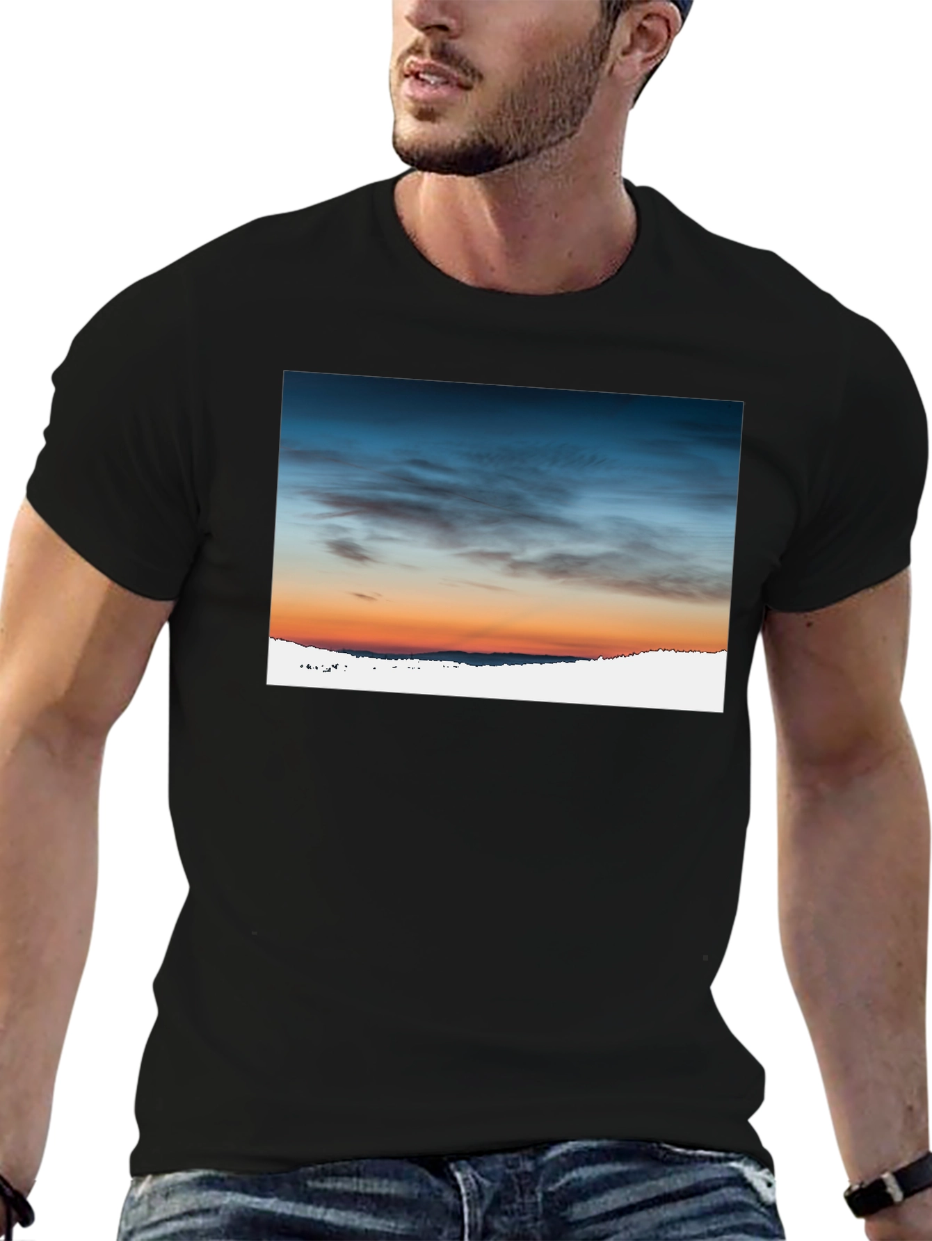 Black Sunset Sky Graphic Tee - Premium Cotton Blend view 6