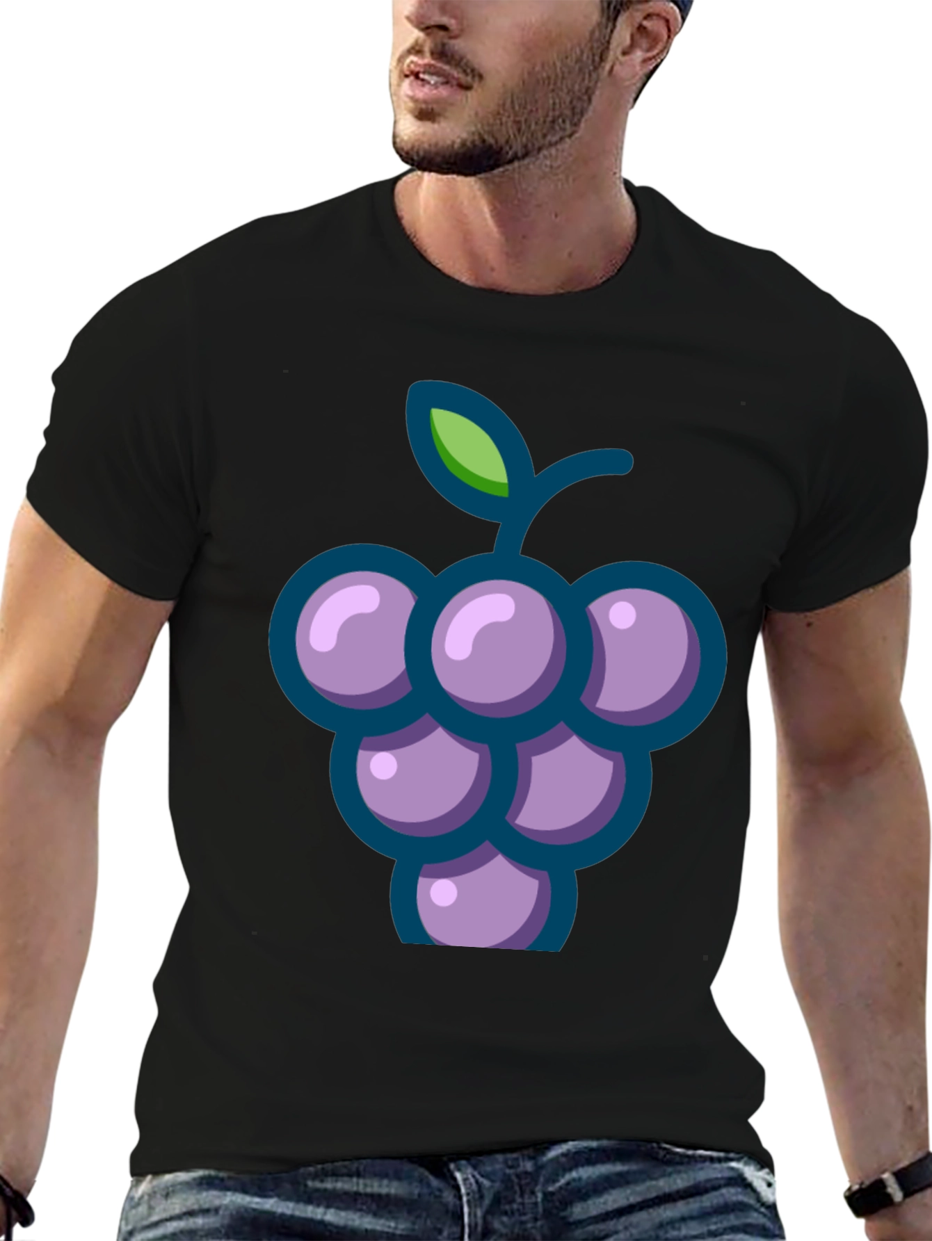Black Grapes Graphic Tee - Casual Black T-Shirt view 6