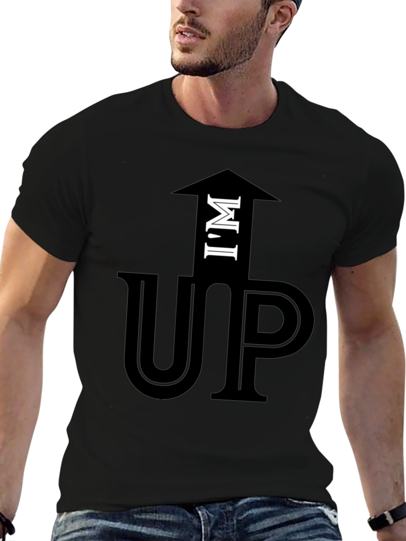 Black I'm Up Funny Graphic T-Shirt Casual Cotton Tee view 6