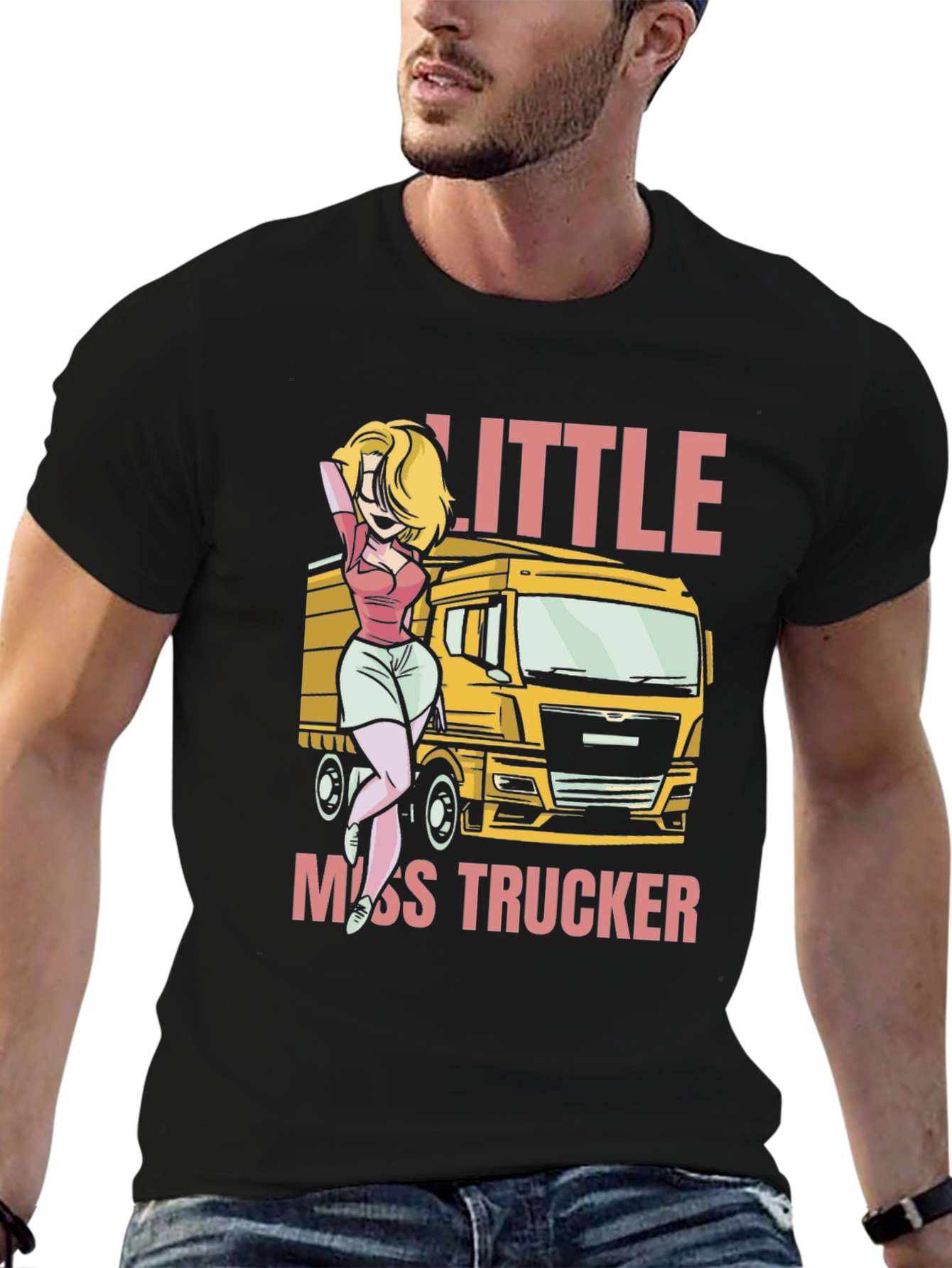 Black Little Miss Trucker T-Shirt - Bold Graphic Tee view 6