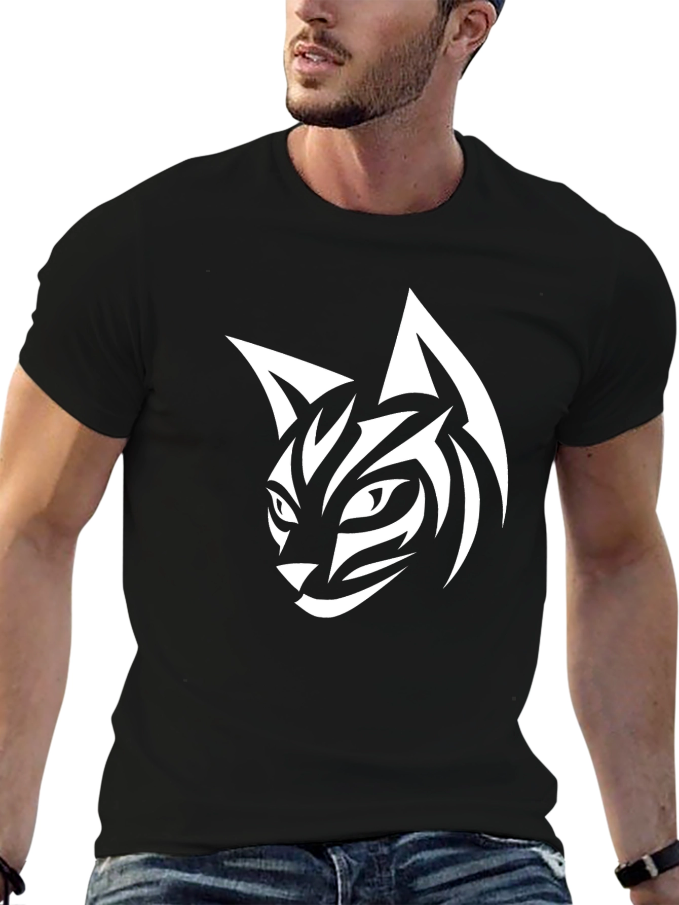 Black Cool Cat Graphic Tee - Black T-Shirt view 6