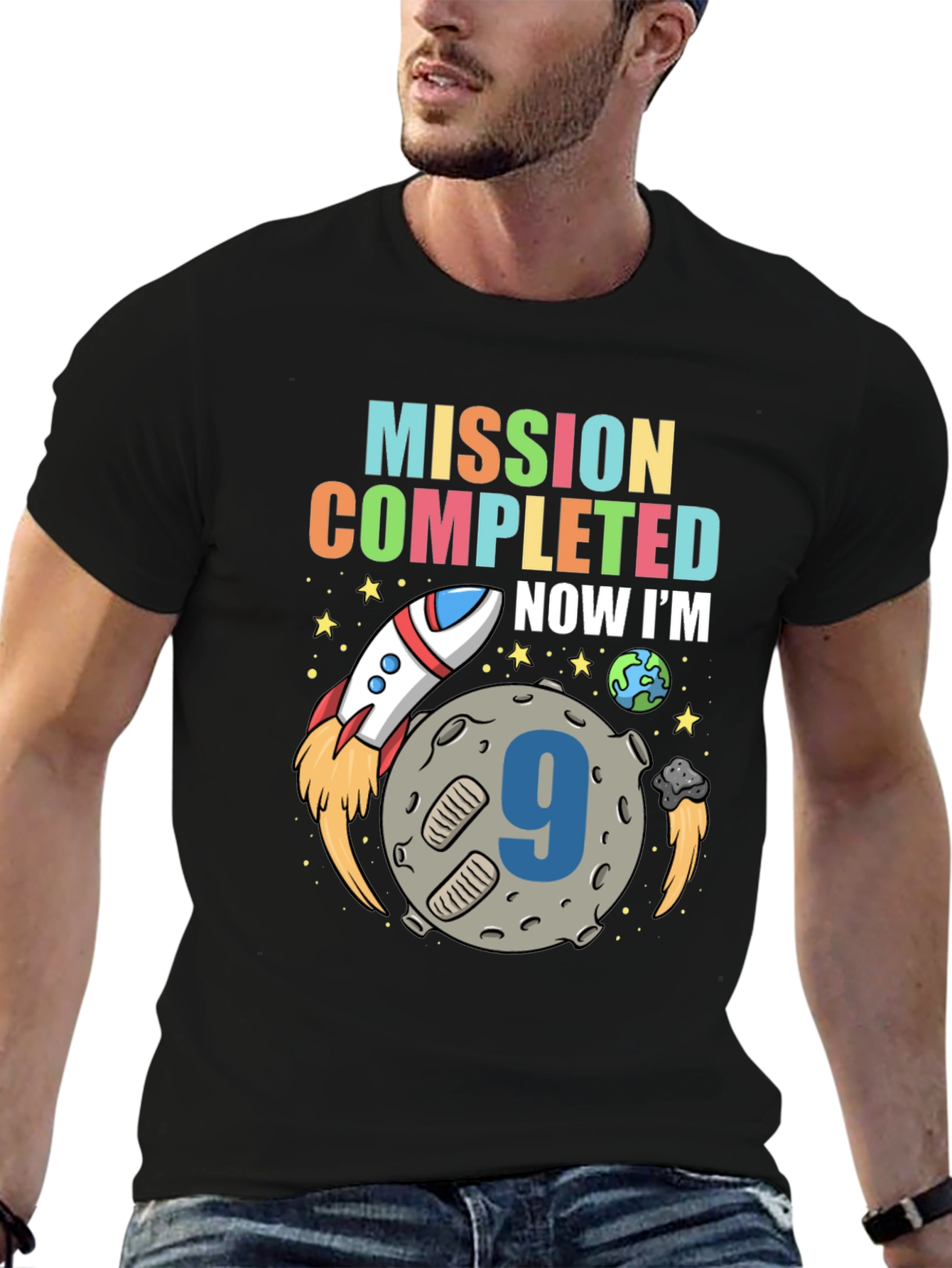 Black Mission Completed Birthday Boy T-shirt view 6