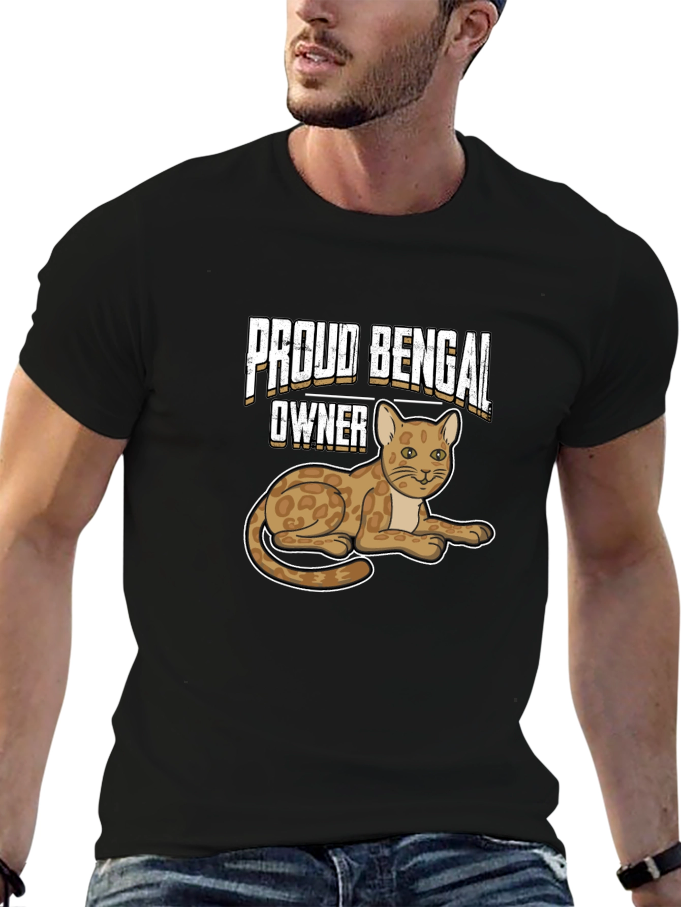 Black Proud Bengal Owner Black T-Shirt view 6