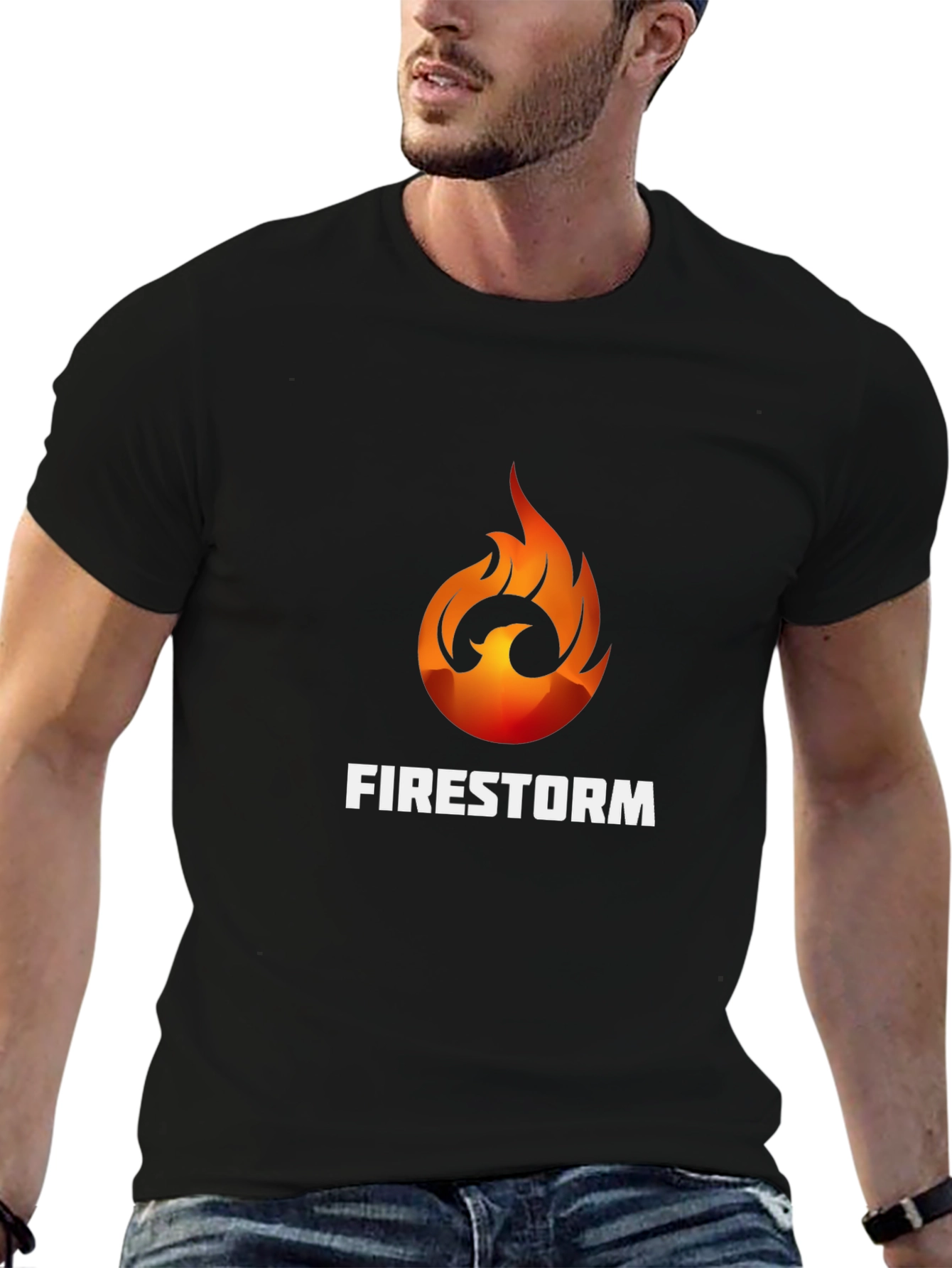 Black Firestorm Graphic Tee - Bold Design, Soft Fabric view 6