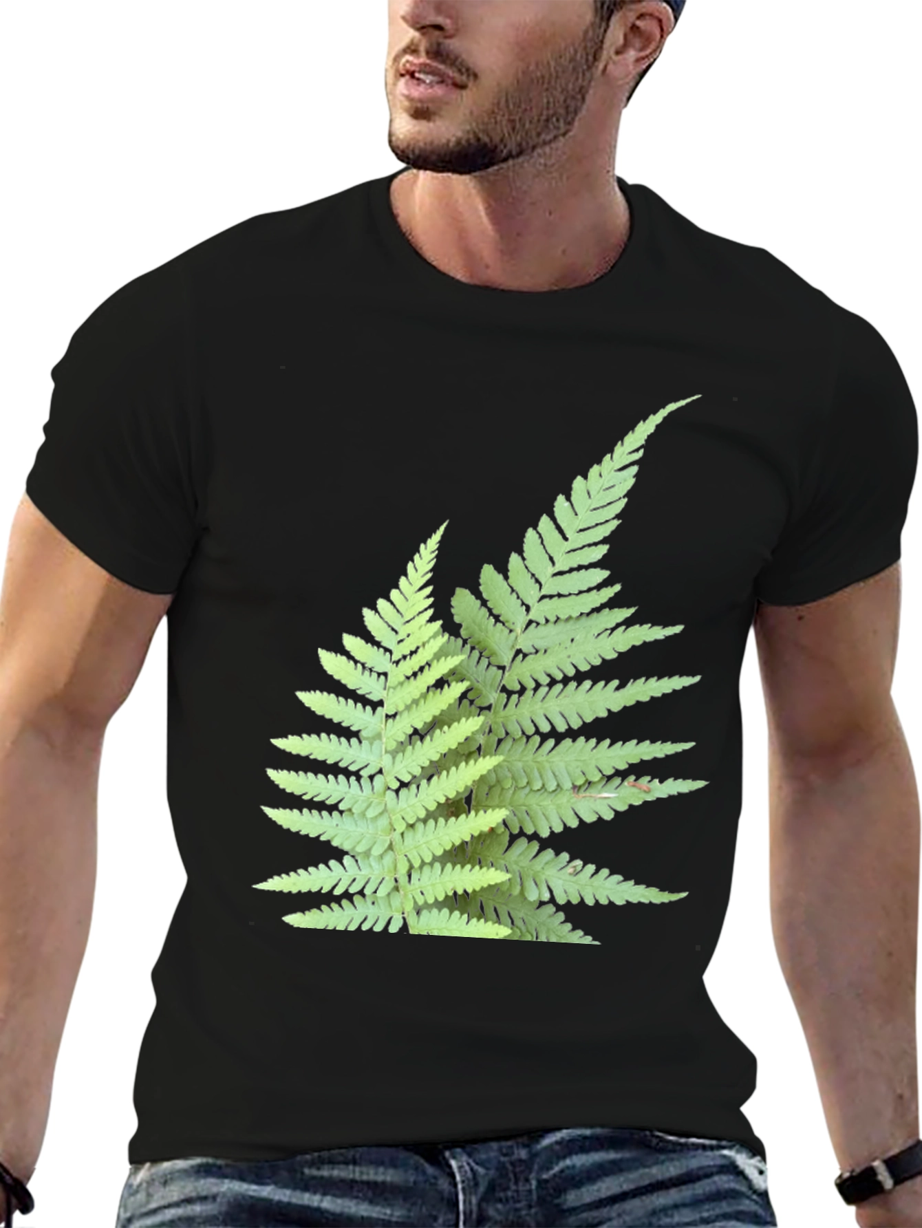 Black Fern Print Black T-Shirt view 6