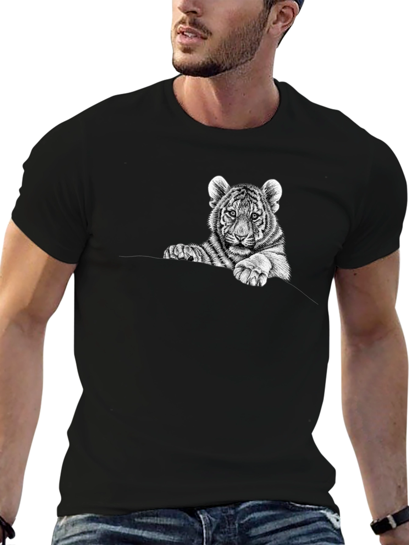 Black Tiger Cub Graphic Tee - Black Cotton view 6
