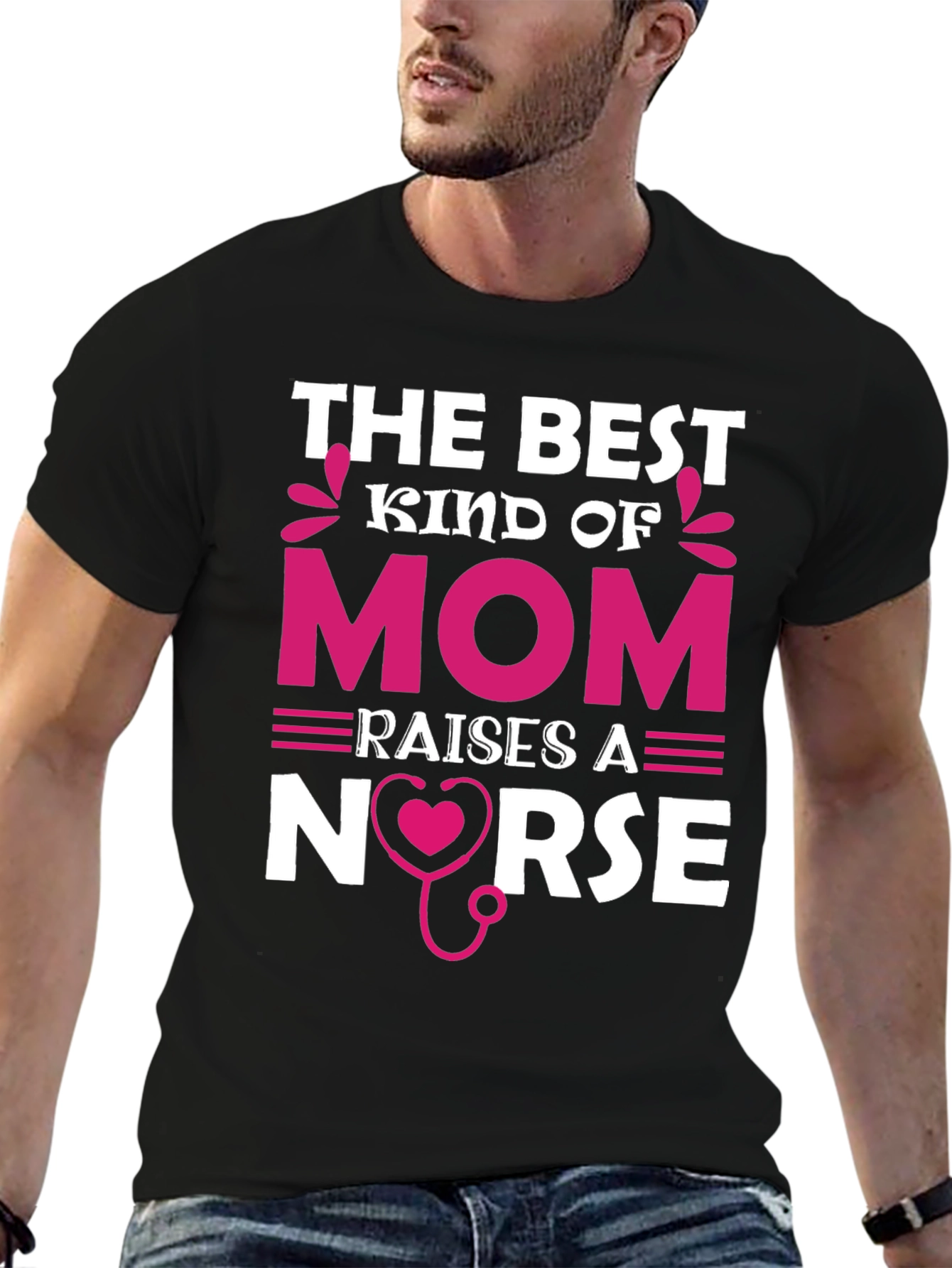 Black Best Kind of Mom Nurse T-Shirt view 6