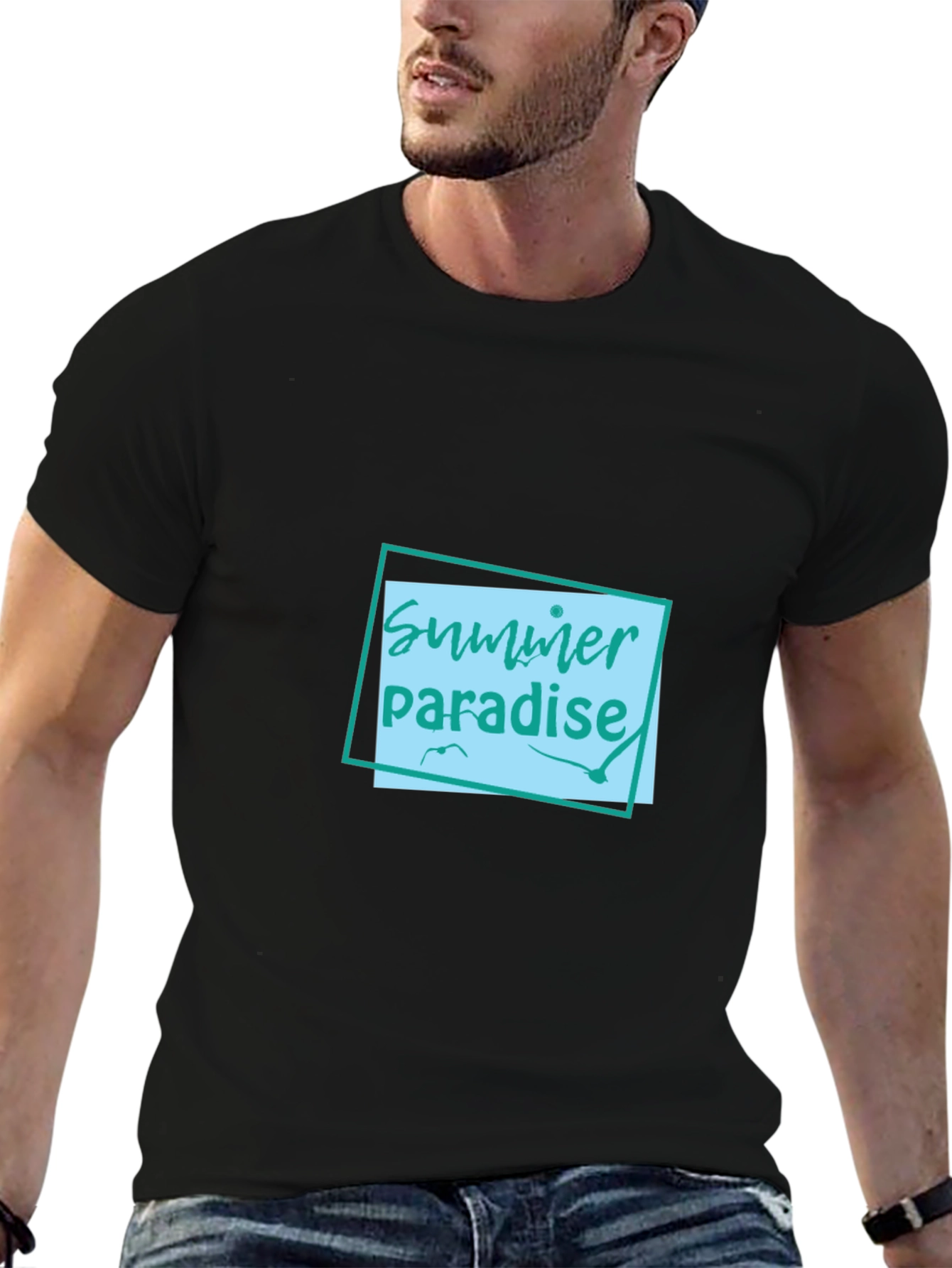 Black Summer Paradise Graphic Tee - Black view 6