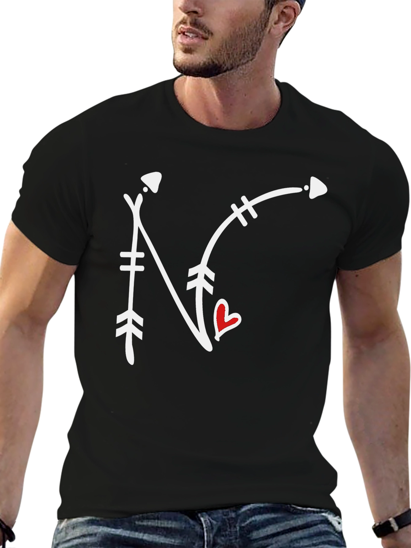Black Arrow N Heart Graphic Tee - Black view 6