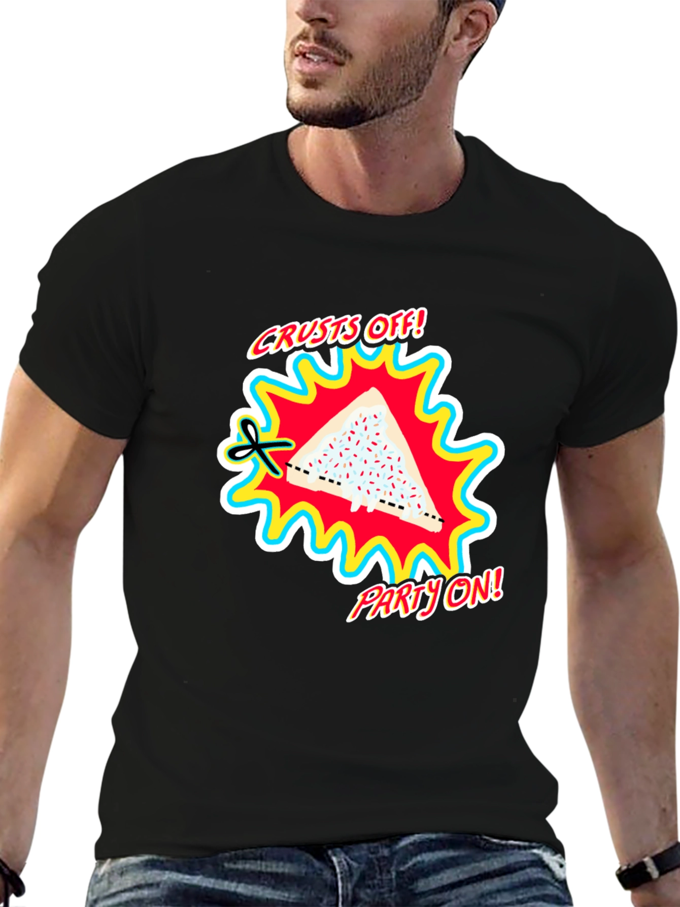 Black Crusts Off! Party On! Black Graphic Tee view 6