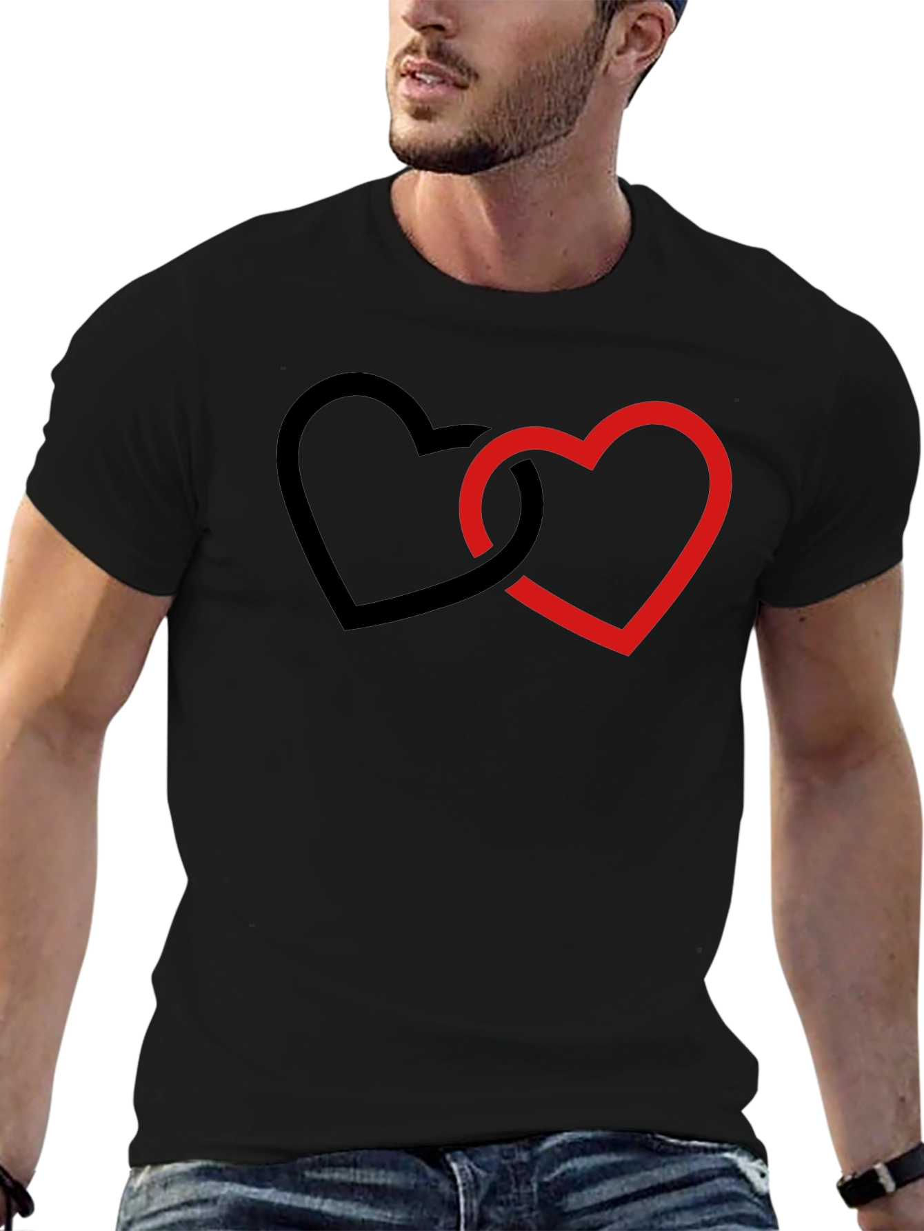 Black Linked Hearts Graphic Black T-Shirt view 6