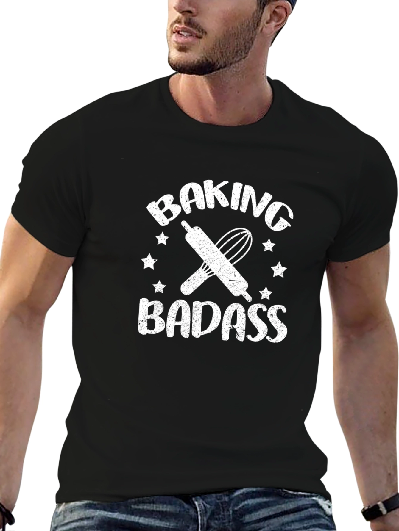 Black Baking Badass T-Shirt - Black Cotton Tee view 6